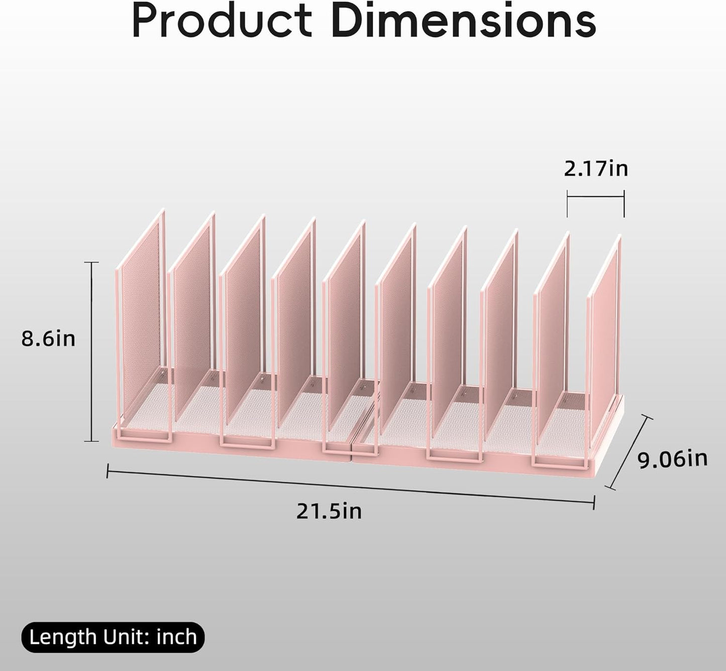 9-Section Desk File Organizer, Vertical File Holder, Mesh Desktop File Folder Metal File Organizer Stand for Office Home Classroom, Pink