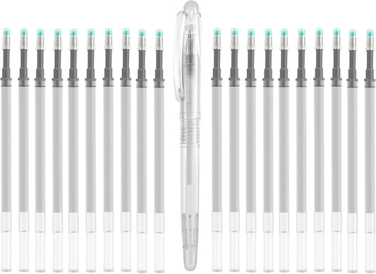Heat Erasable Fabric Pen with 20 Refills for Tailors Sewing, Quilting, Crafts And Dressmaking Disappearing Ink, White