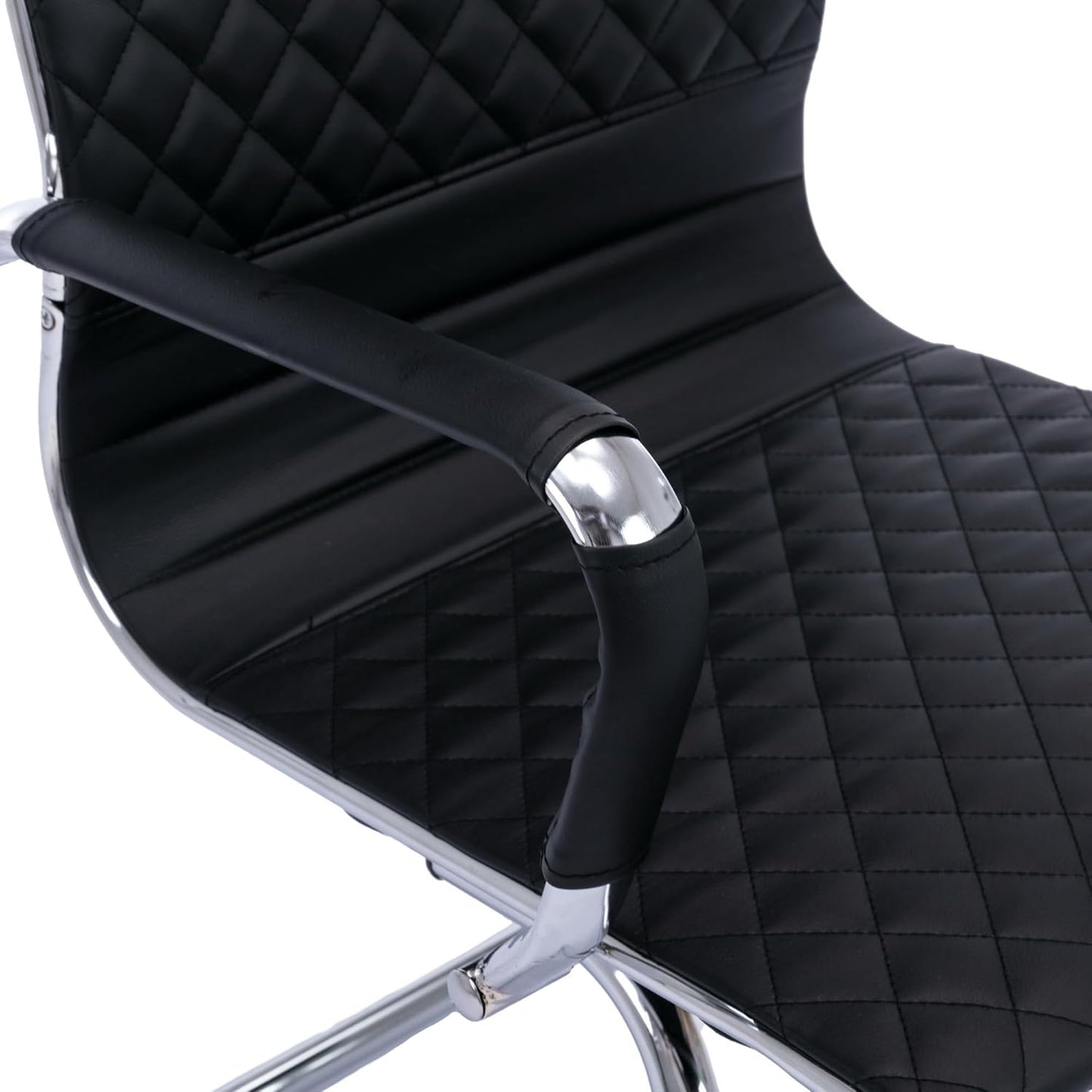 Office Guest Chairs - Reception, Waiting Room & Conference Room Set of 2 - Mid Back, Modern PU Leather Desk Chairs, Black