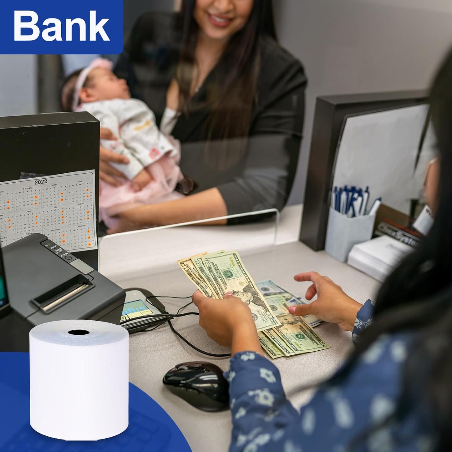 (50 Rolls) 2 Ply Carbonless Rolls 3" X 95 Feet White/Canary Receipt Paper for Restaurants & POS Cash Registers, Kitchen Printer Paper for Star Micronics SP700 SP2000 and more (3" 2 Ply 95' Carbonless)