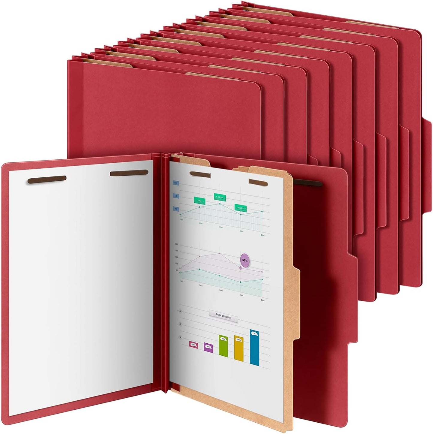 24 Pcs Classification Folders Letter Size, 1 Divider Pressboard File Folder with Fasteners, Expanding File Organizer Bulk for Teachers, Clergy, Office, Church, Christmas Donations (Red)