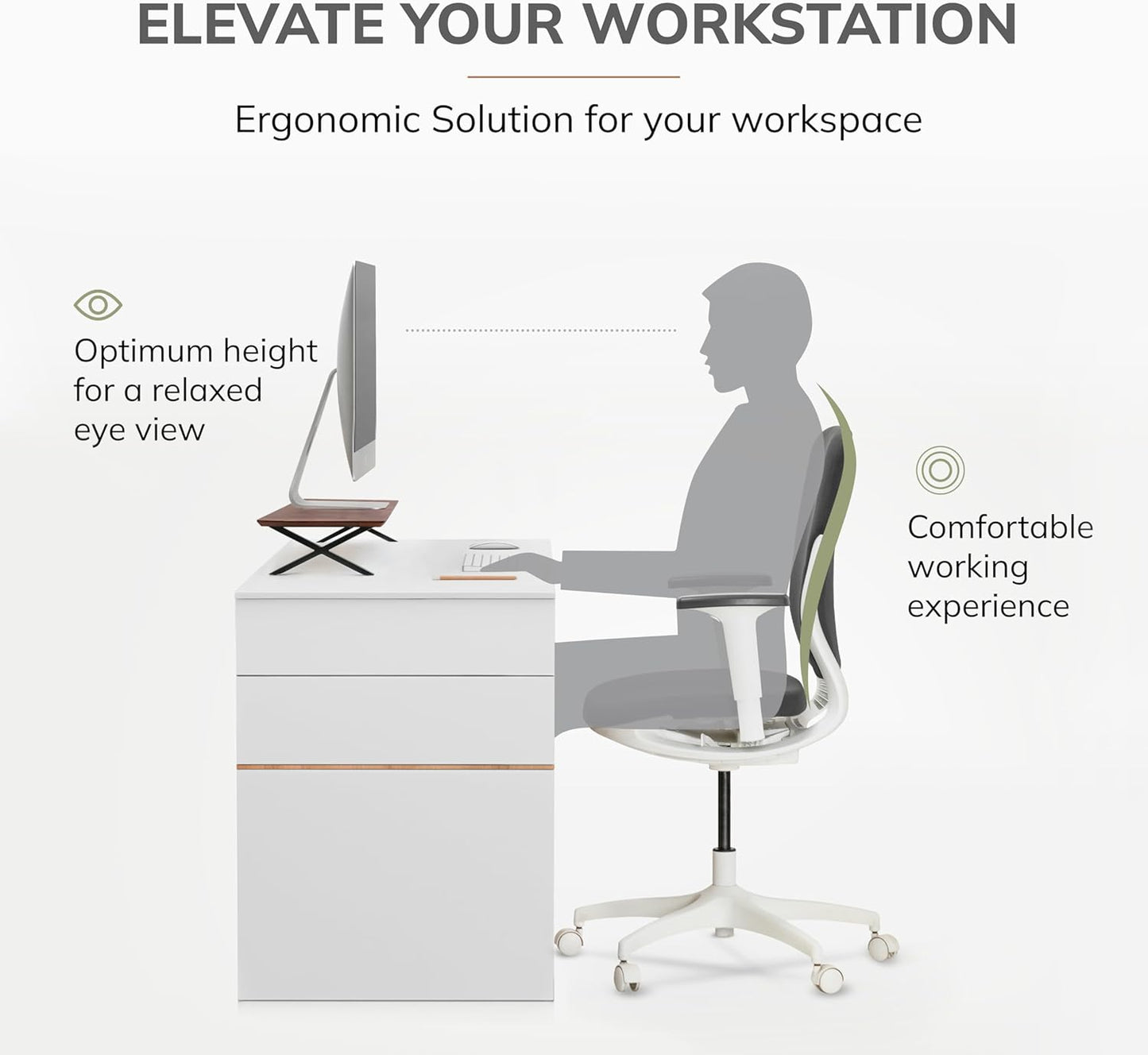 Anji Mountain Monitor Stand - Desktop Organizer & Laptop Riser, Ergonomic Monitor Riser, Space-Saving Monitor Stand for Desk, Durable Construction, Easy Assembly, Ideal for Home & Office,Walnut