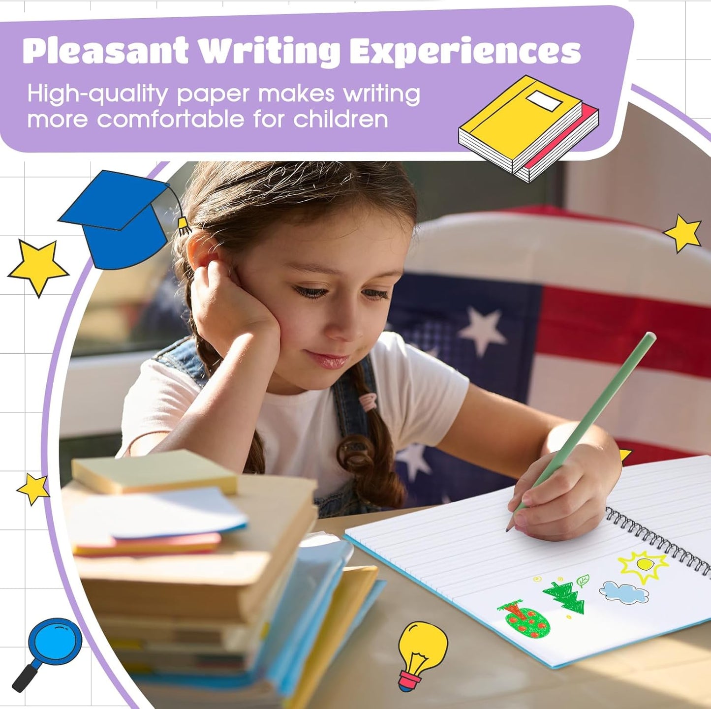 Henoyso 10 Pcs 100/50 Sheets Primary Composition Notebook K-2 Bulk Spiral Primary Journal Drawing Handwriting Practice for Kids Kindergarten 1st 2nd Back to School Supplies (Pastel Color,50 Sheets)