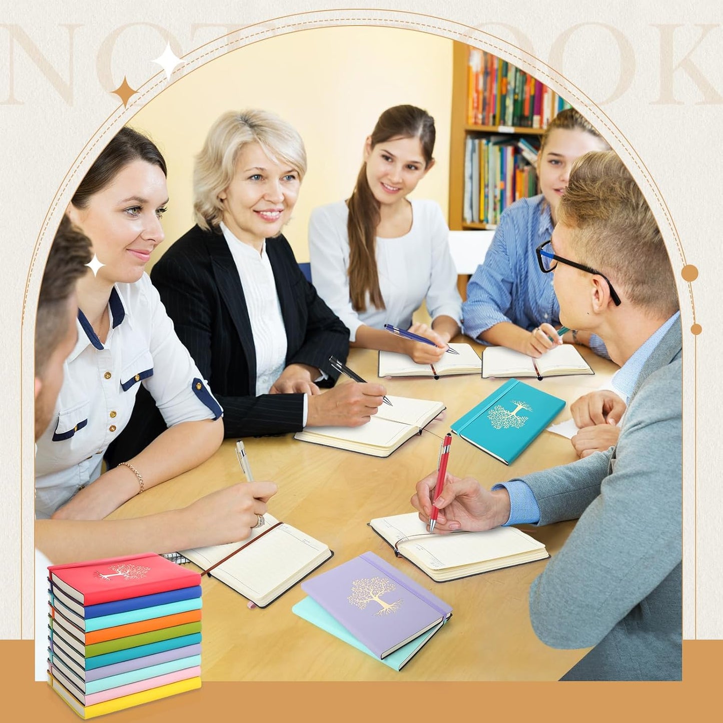 10 Pack Lined Journal Notebook A5 Leather Hardcover Journals for Writing 200 Pages 10 Colors Notepad for Travel Work School Office Business Note Taking Diary 5.7" x 8.3" (Bright Color)