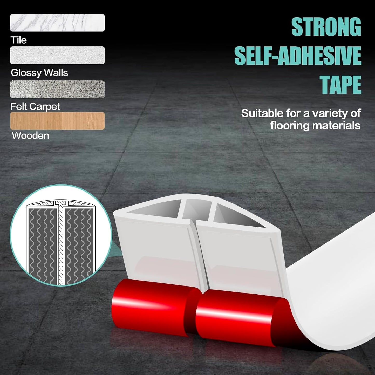 Floor Cord Cover Self Adhesive Cord Hider,20FT Cable Management, Extension Strip Protector for Wires, Prevent Cable Trips for Offices, Gyms, Exhibitions Cavity:0.39"(W) x 0.27"(H) White