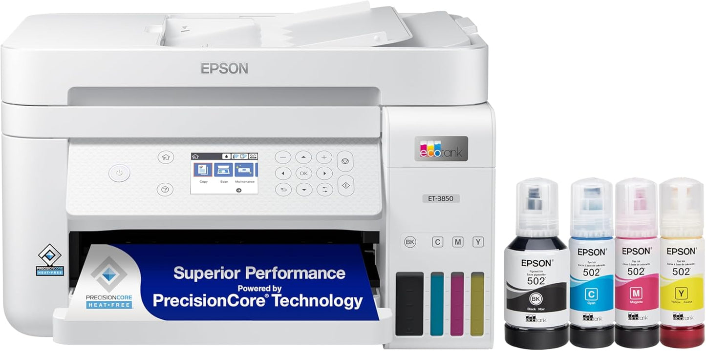 Epson EcoTank ET-4800 Wireless All-in-One Cartridge-Free Supertank Printer with Scanner & EcoTank ET-3850 Wireless Color All-in-One Cartridge-Free Supertank Printer with Scanner