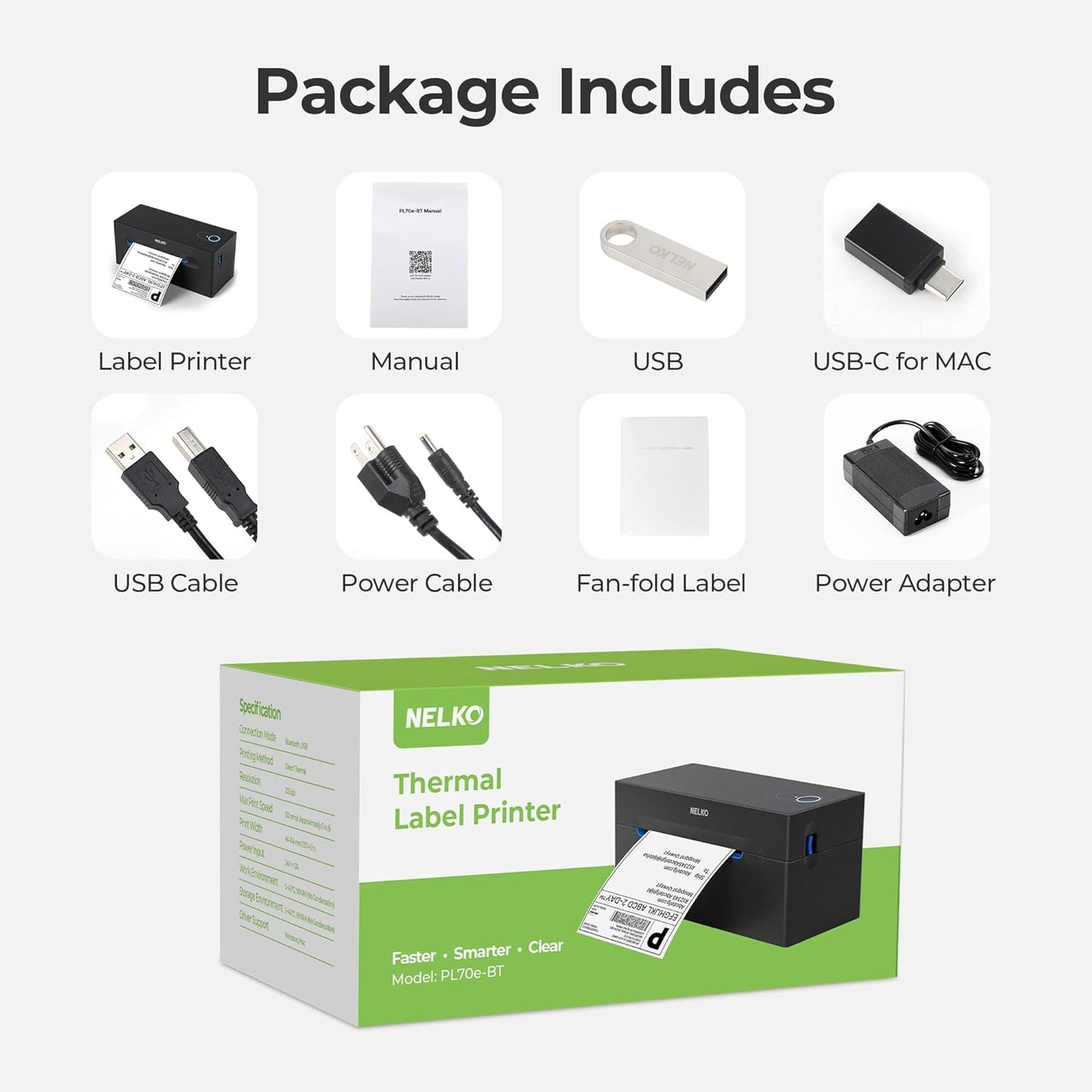 Nelko Bluetooth Thermal Shipping Label Printer, Wireless 4x6 Shipping Label Printer for Shipping Packages, Support Android, iPhone and Windows, Widely Used for Amazon, Ebay, Shopify, Etsy, USPS