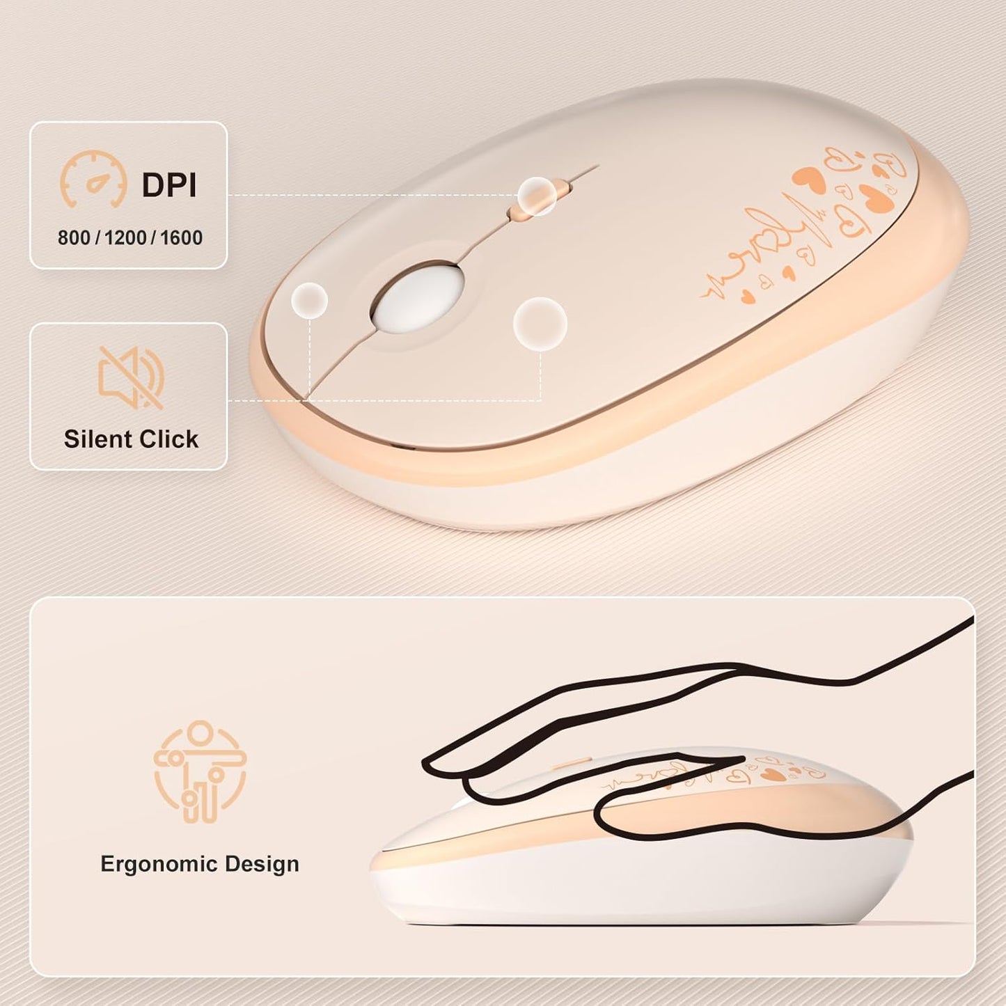 MOFII Wireless Keyboard and Mouse Combo, Cute Retro Typewriter Keyboard and Silent Mouse, 2.4GHz Full Size Computer Keyboard Wireless Mouse Set for PC, Laptop, Desktop, Windows (Yellow Colorful)