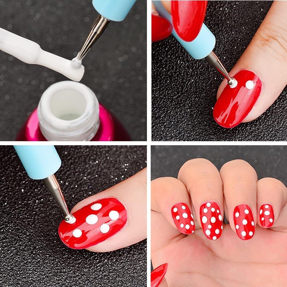 4PCS Double-Ended Metal Ceramic Clay Ball Stylus Dotting Tools and 5PCS 2 Way Silicone Polymer and Embossing Paper Flower Indentation Tool for Drawing