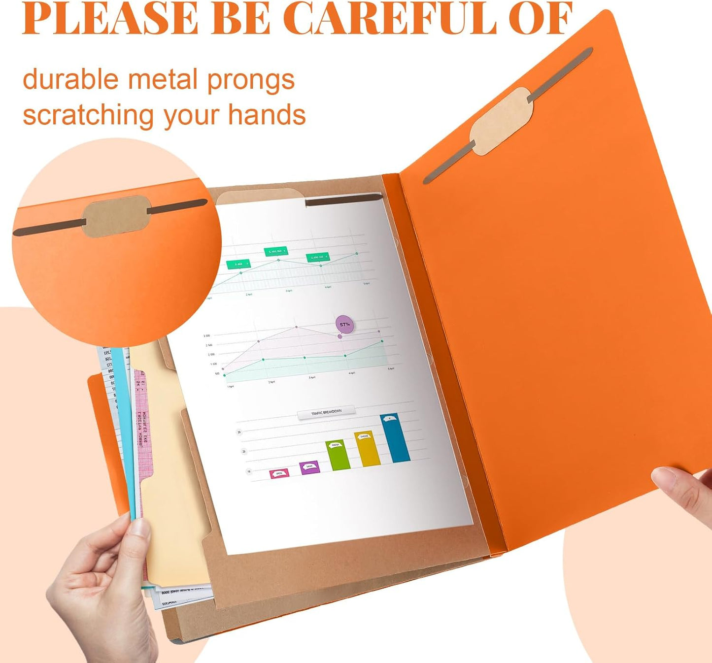 36 Pcs Classification Folders Letter Size, 2 Pocket Dividers Pressboard File Folder with Fasteners, Expanding File Organizer Bulk for Teachers, Clergy, Office, Church, Christmas (Orange)