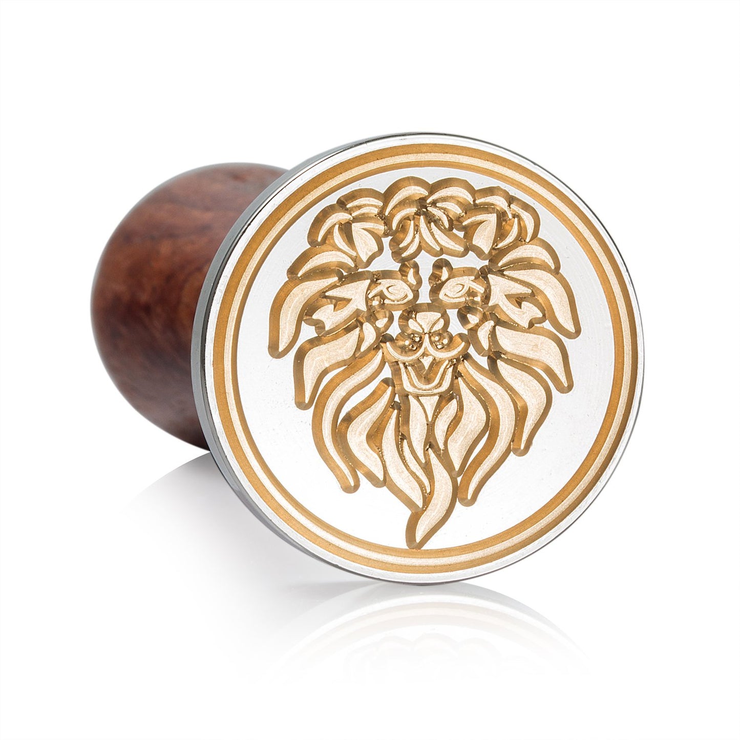 Mceal Wax Seal Stamp,Silver Brass Head with Rosewood Handle, 1.2"(30mm) Dia (Lion)