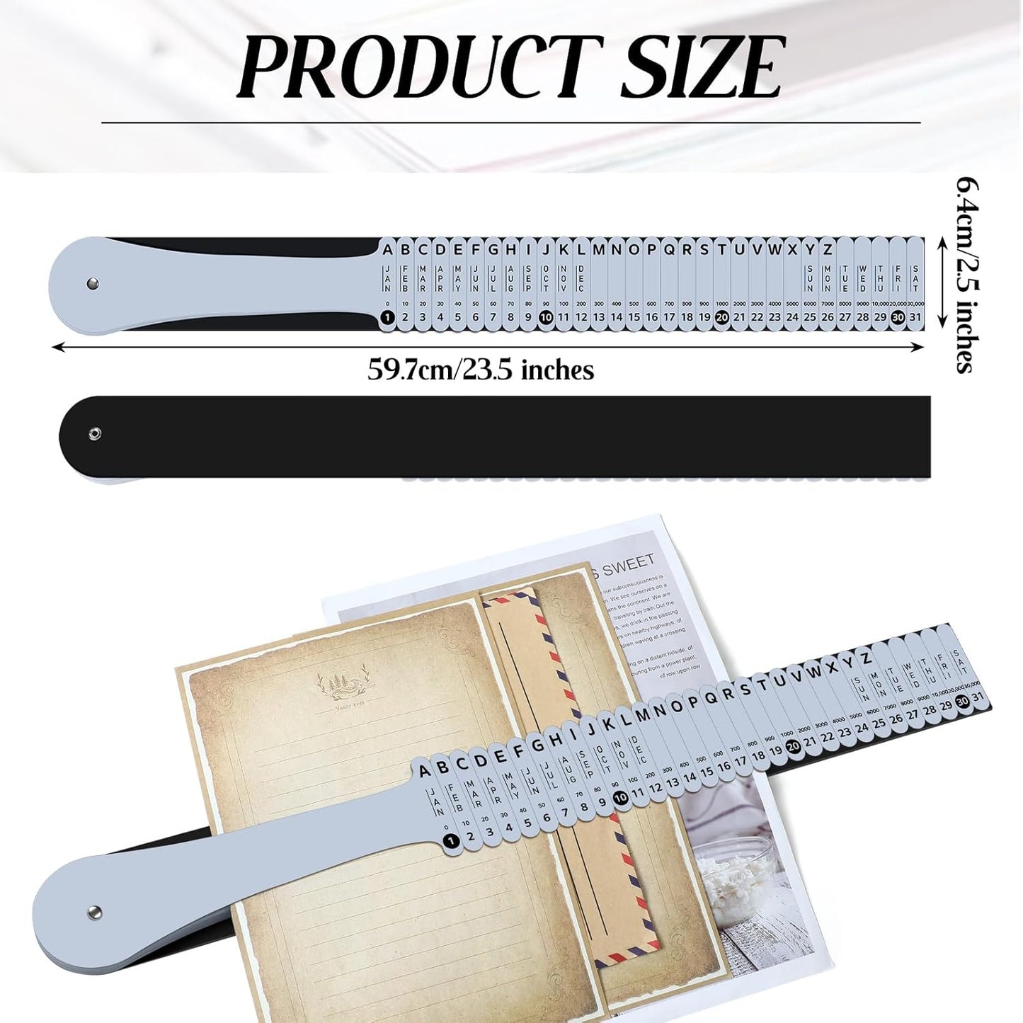 PerKoop Plastic Document Sorter Alphabetical File Organizer Compact Upright Space Saving Paper Organizer for File Office, Grey, 2.52 x 23.5 inches(1 Set)