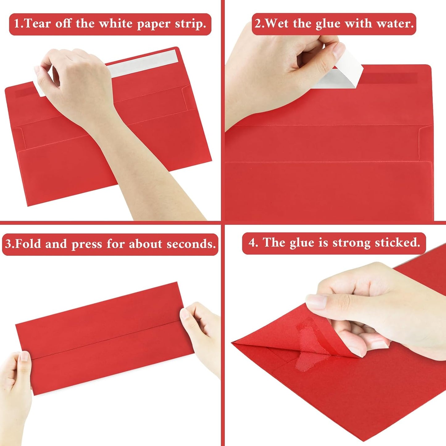 100 Pcs #10 Business Envelopes, 50 Pcs Red and 50 Pcs Dark Green Standard Envelopes Self Seal, Letter Size Mailing Envelopes for Christmas Birthday Graduation Wedding, 4 1/8 x 9 1/2 Inch