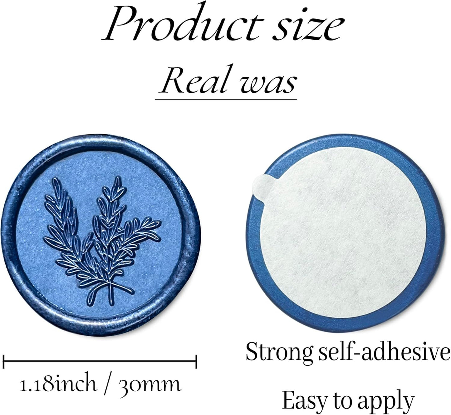50Pcs Wax Seal Stickers Handmade Envelope Seals Self Adhesive Wax Stickers for Wedding Party Invitations, Envelope, Gift Wrap, Christmas(Rosemary Style, Blue)