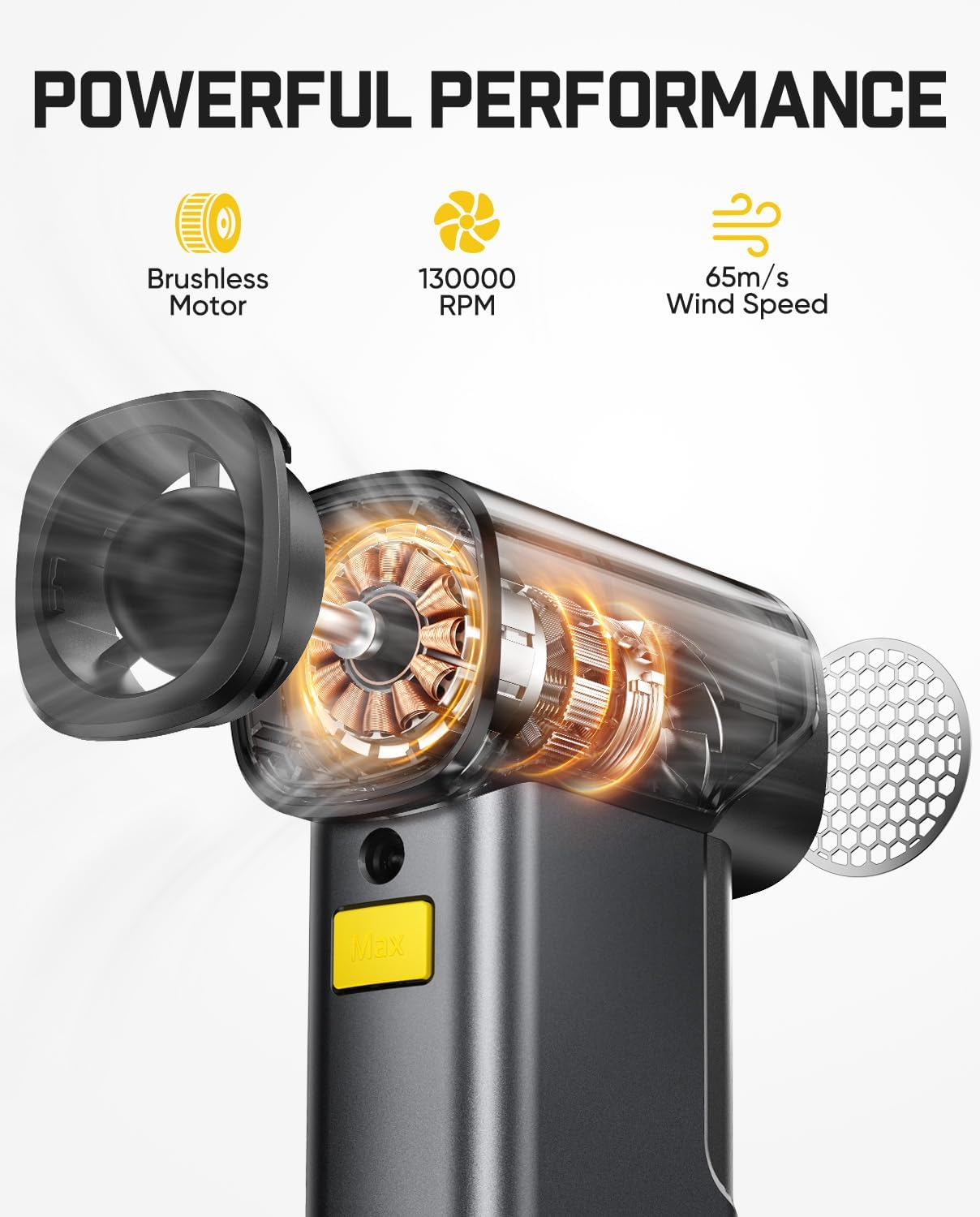 Fanttik B10 Pro Max Electric Air Duster, 130000RPM Brushless Motor, Compressed Air Duster, 6 Gears Adjustable, One-tap Booster, 28.8Wh Rechargeable Battery, Electric Duster for PC, Car, House, Outdoor