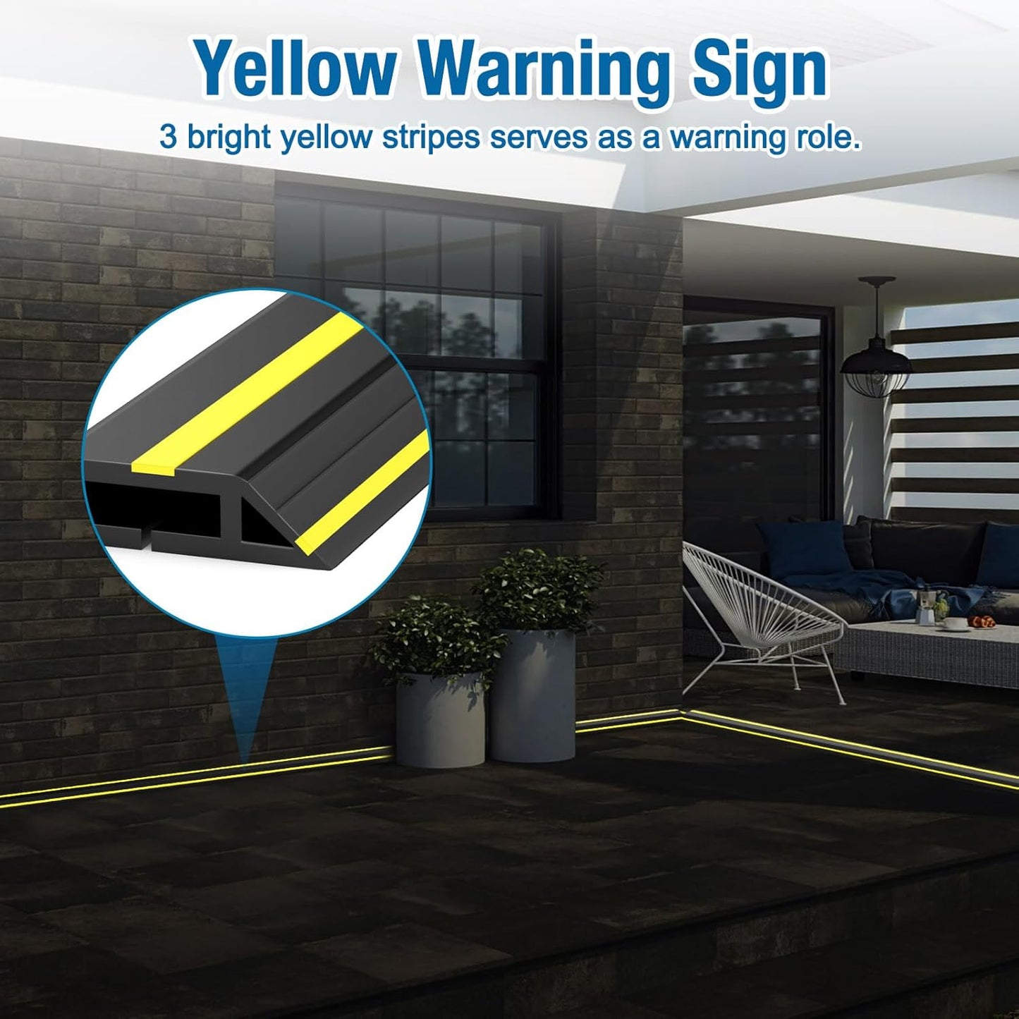 Eapele 10 ft Floor Cable Cover Protector, Heavy Duty PVC Duct Easy to Unroll, Prevent Trip Hazard for Outdoor Settings (2pcs)