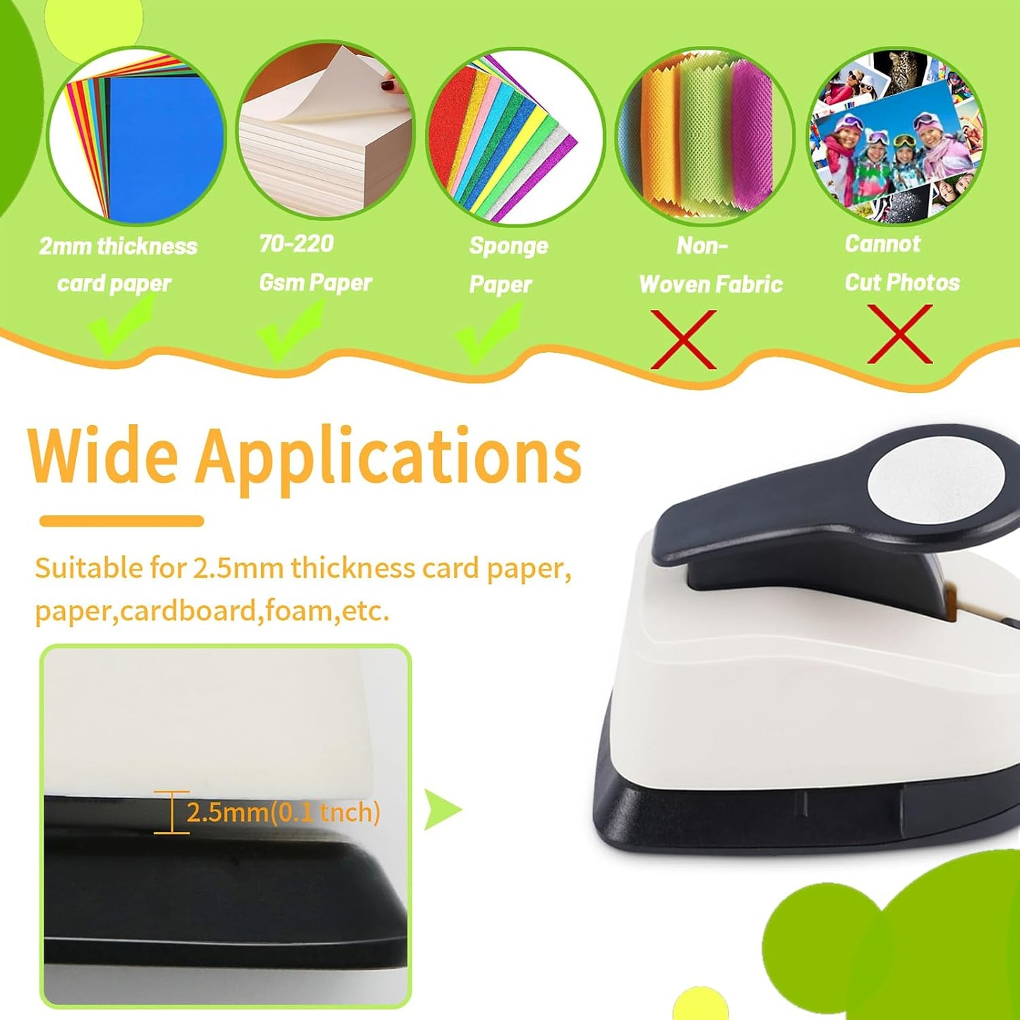 5 Circle Hole Punch, Circle Paper Punch, CirclePunches for Paper Crafts, Large Hole Puncher, Different Size of Scrapbooking Punches, Round Punch Shape for Scrapbook Card Making