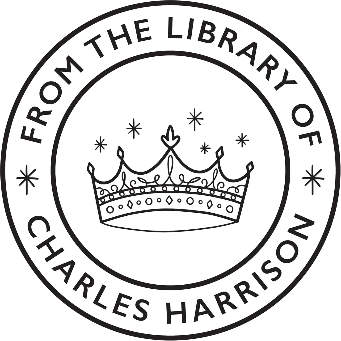 Personalized Book Embosser or Stamp Custom Round Library Embosser Teacher Library Book Stamp, Ex Libris Stamp, Gift for Book Lover | Wooden or Self Inking Stamp or Embosser (Crown)