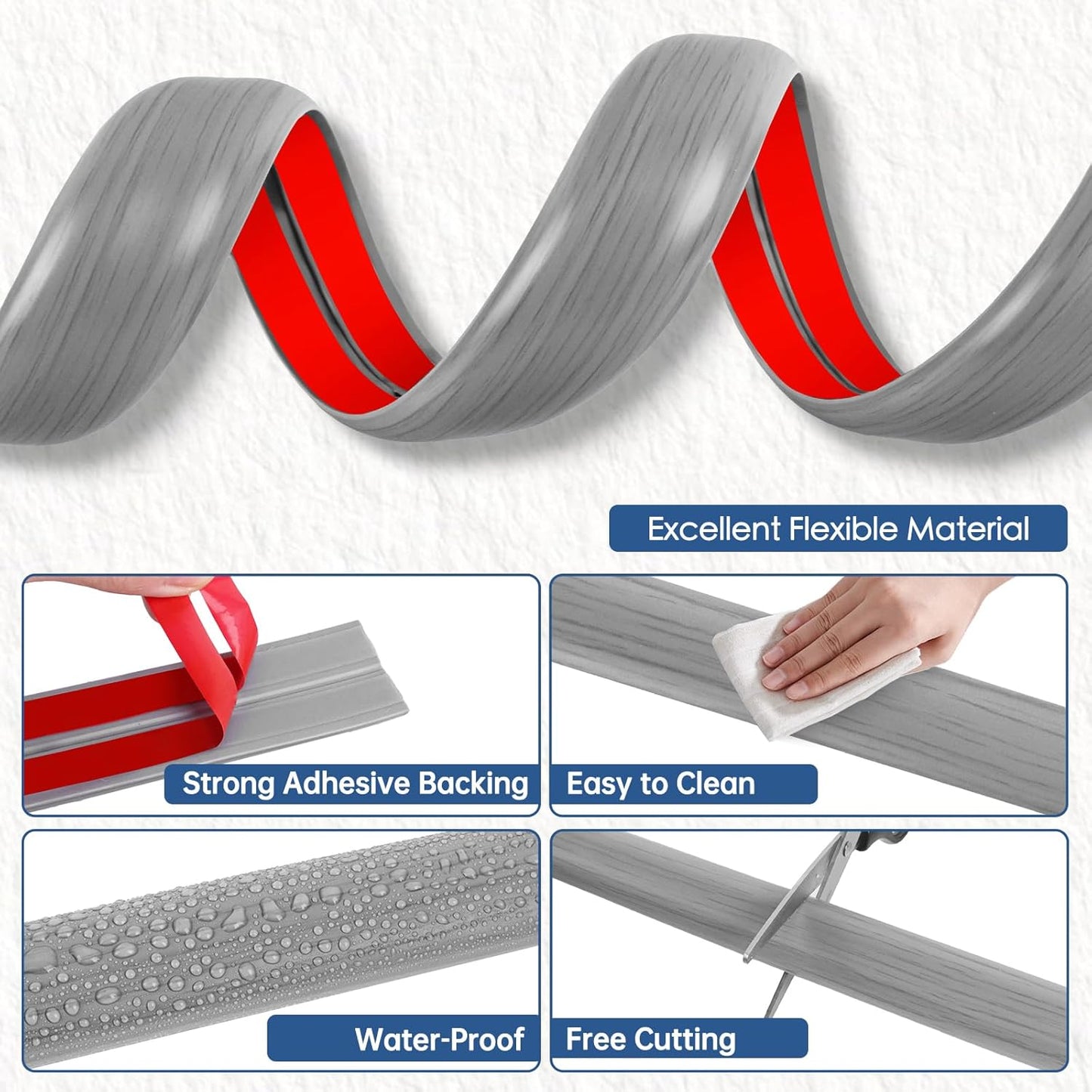 Floor Cord Cover for Wires on Floor Self Adhesive Cord Hider Floor Cable Management Wire Covers for Cords Protector Prevent Cable Trips Cord Cavity W 0.47" x H 0.27", Gray Wood, 3.3Ft