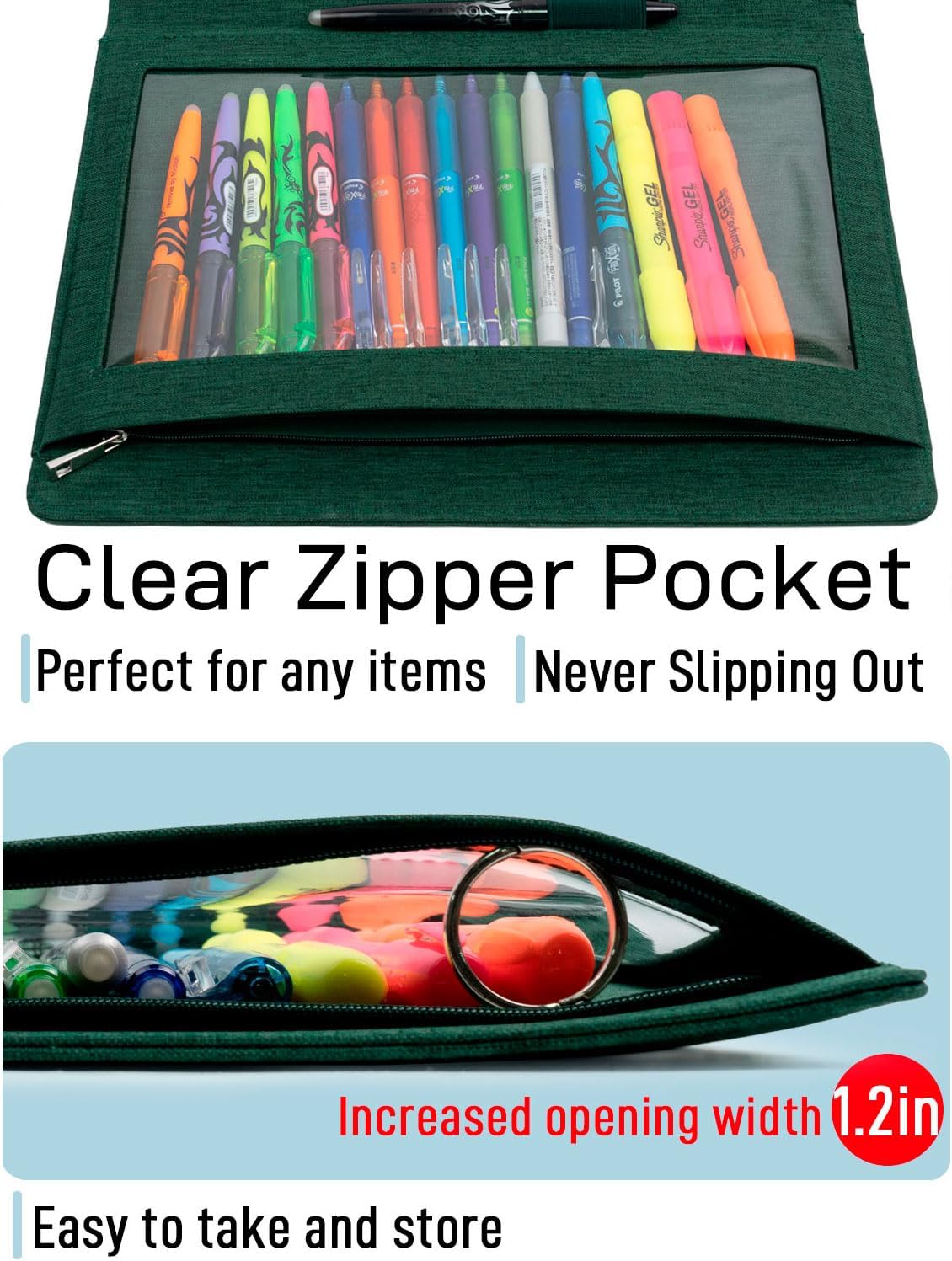 Sturdy Planner Cover for Rocketbook Smart Notebook - Water-Resistant Fabric Padfolio, Business Padfolio with Zipper Pen Pocket, Fits 8.5 x 11 Letter Size, Rocketbook Accessories (Green)