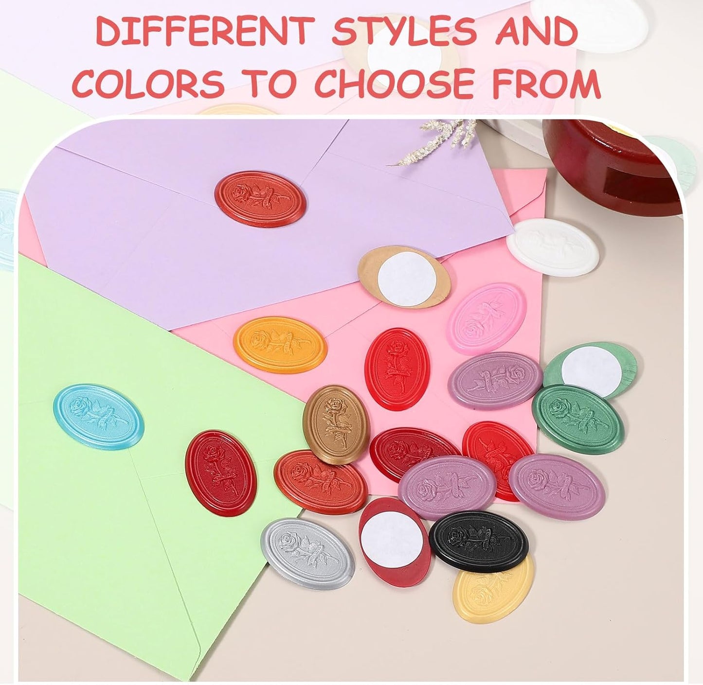 uxcell 25 Pcs Wax Seal Stickers, Self Adhesive Envelope Letter Seal Stickers with Rose Pattern for Holiday Party Wedding Invitations, Gift Packaging, Green