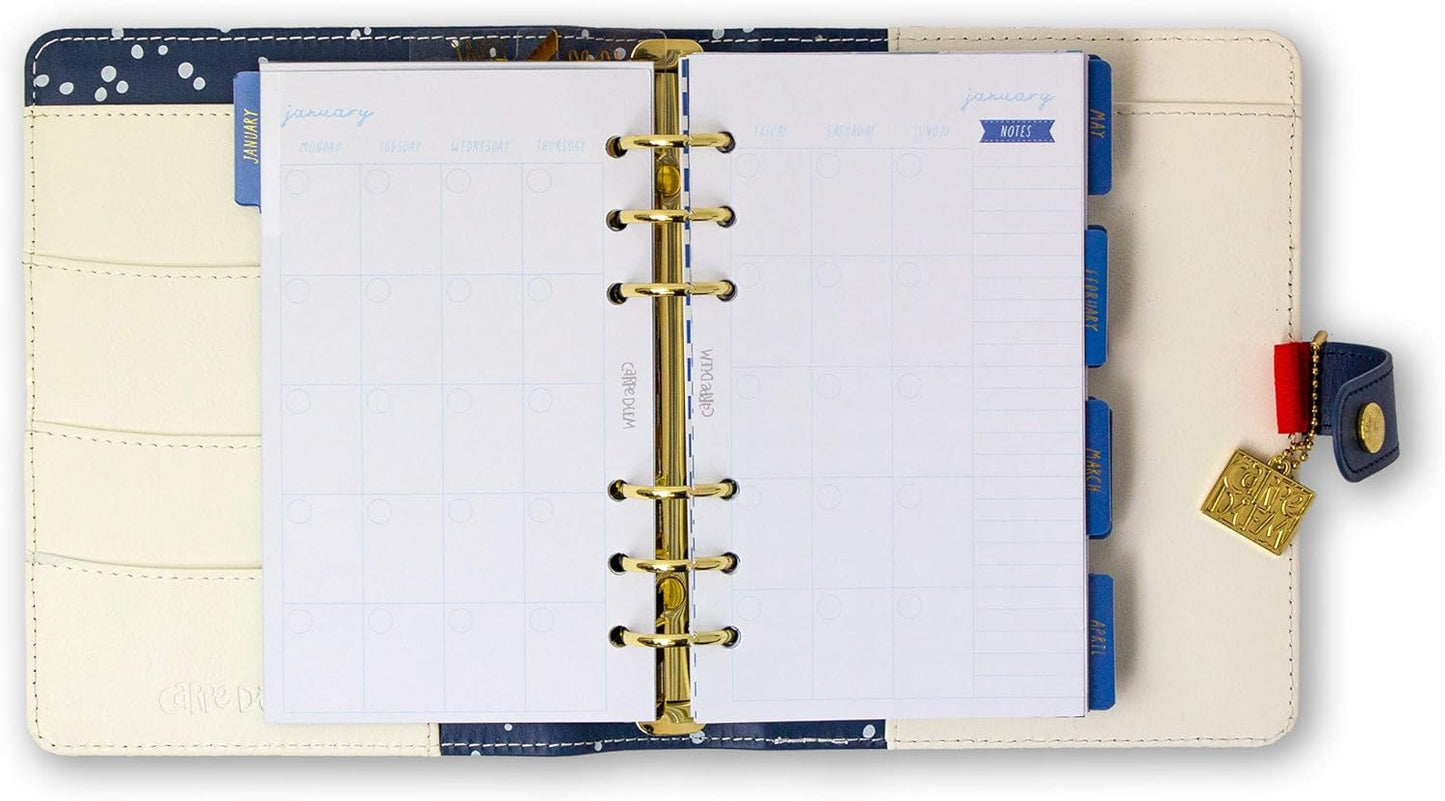 Pukka Pad, Carpe Diem Personal Planner - Soft Cover Binder with Weekly, Monthly Undated Inserts in Tabbed Sections, Interior Pockets and Sticker Sheets - 8 X 7.5 X 1.4 Inches, Colour Wash