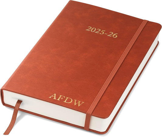 Wykeham's Executive 2025-26 Daily Journal Planner – Mid-Year Academic Diary (Personalized Brown, 8.5"×5.5")