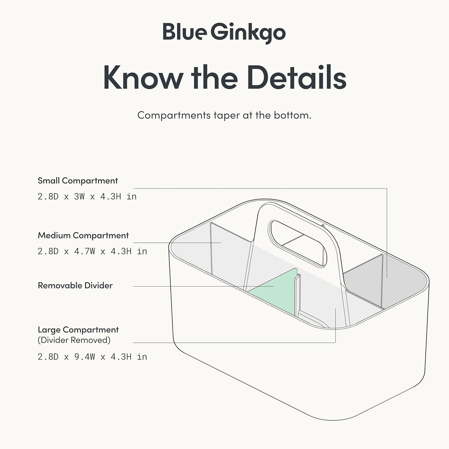 BLUE GINKGO Stackable Organizer Caddy – Korean-Made Portable Tote for Bathroom, Office, Crafts, or School Supplies (Rectangle, Gray)