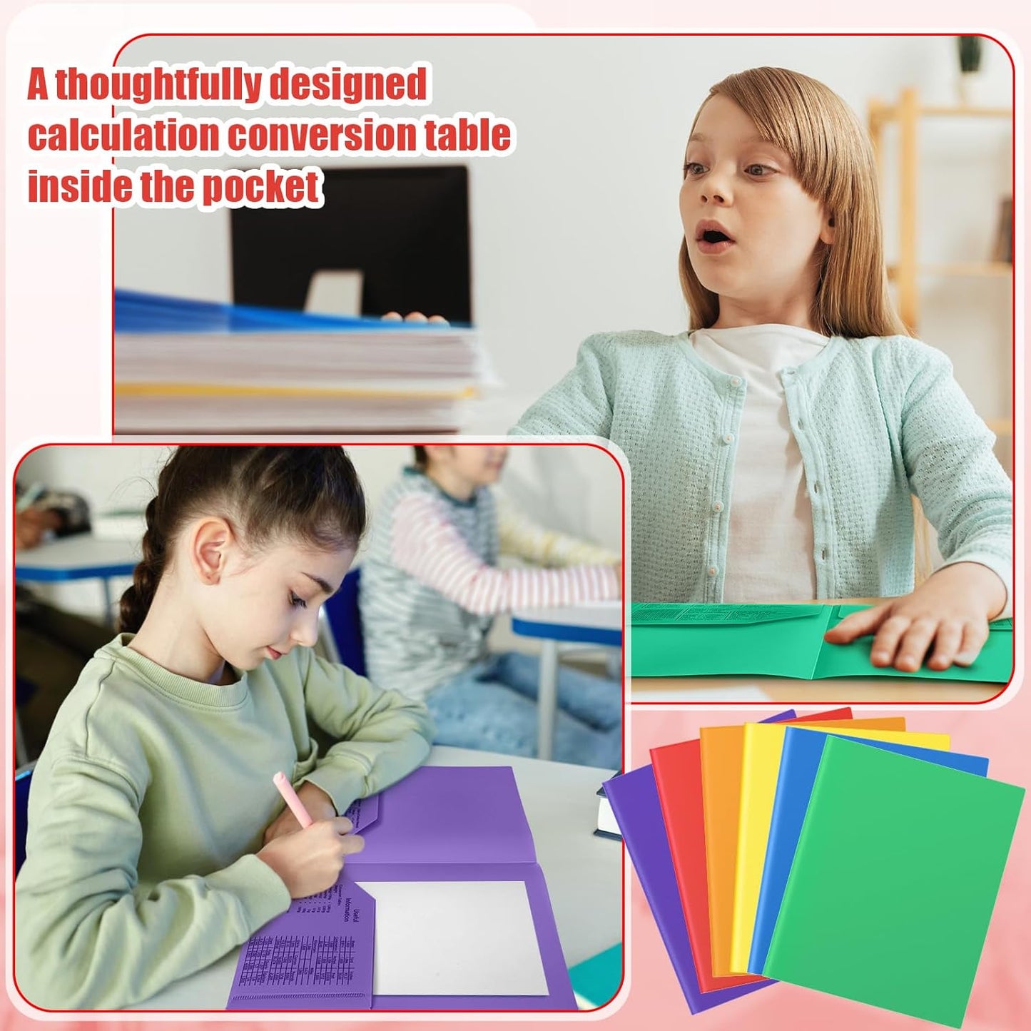 Gueevin 12 Pcs Plastic Folders with Pockets, Back to School Two Pocket Folder Fit Letter Size, Heavy Duty School Business Card Holder for Home Office, 11. 61 x 9. 45 Inches (Colorful)