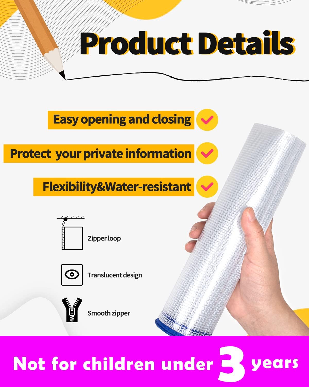 SUNEE Mesh Zipper Pouch 9x13 in (6 Colors, 24 Packs),Extra Large Water-Resistant Zip Bag for School Office Supplies, Puzzles & Games Organizing Storage