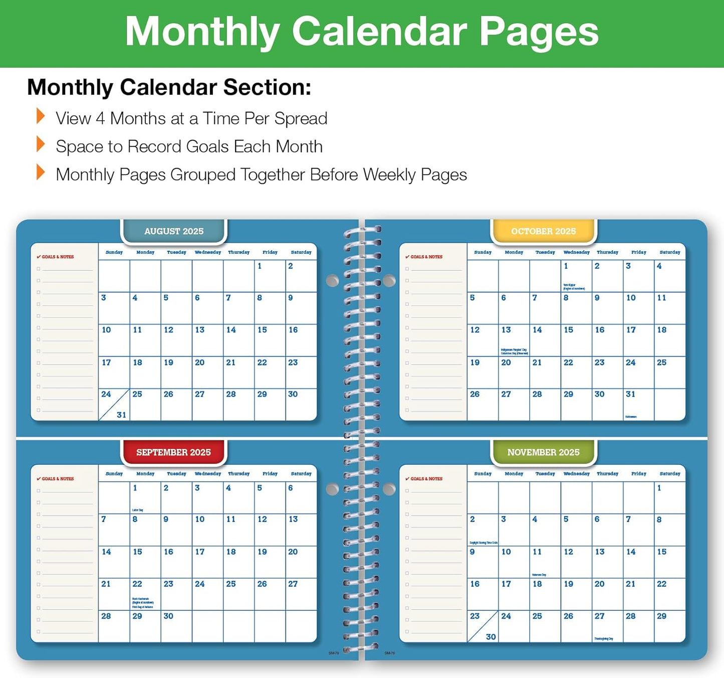 Global Datebooks Dated Middle School or High School Student Planner for Academic Year 2025-2026 Includes Ruler/Bookmark and Planning Stickers (Matrix Style - 7"x9" - Slant)