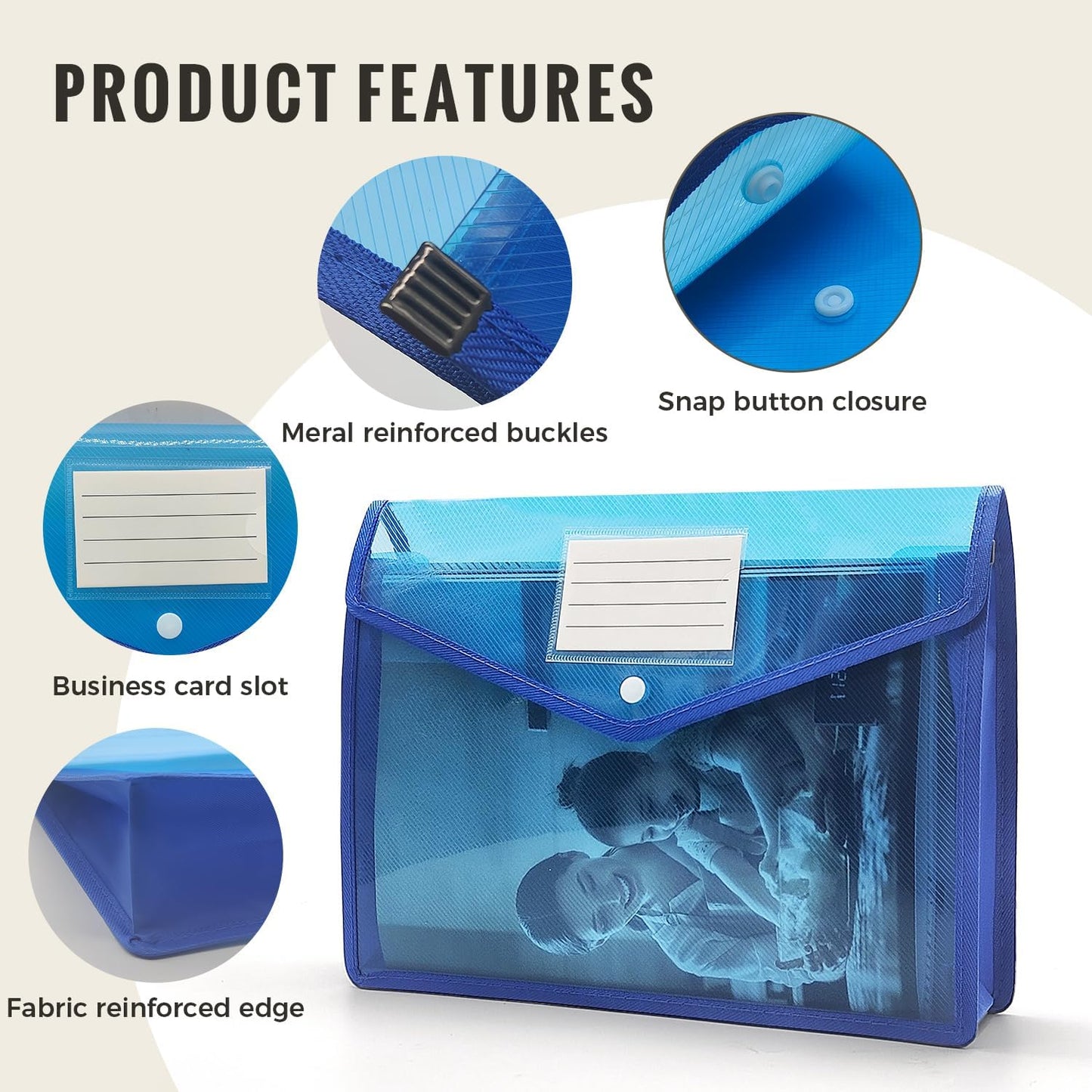 Plastic Expanding File Folder,Envelope Folders for Documents, File Folder Organizer Holder with Snap Closure,Waterproof Transparent File Folder,Large Capacity, Fit Letter/A4 Size (Multicolor-12 Pack)