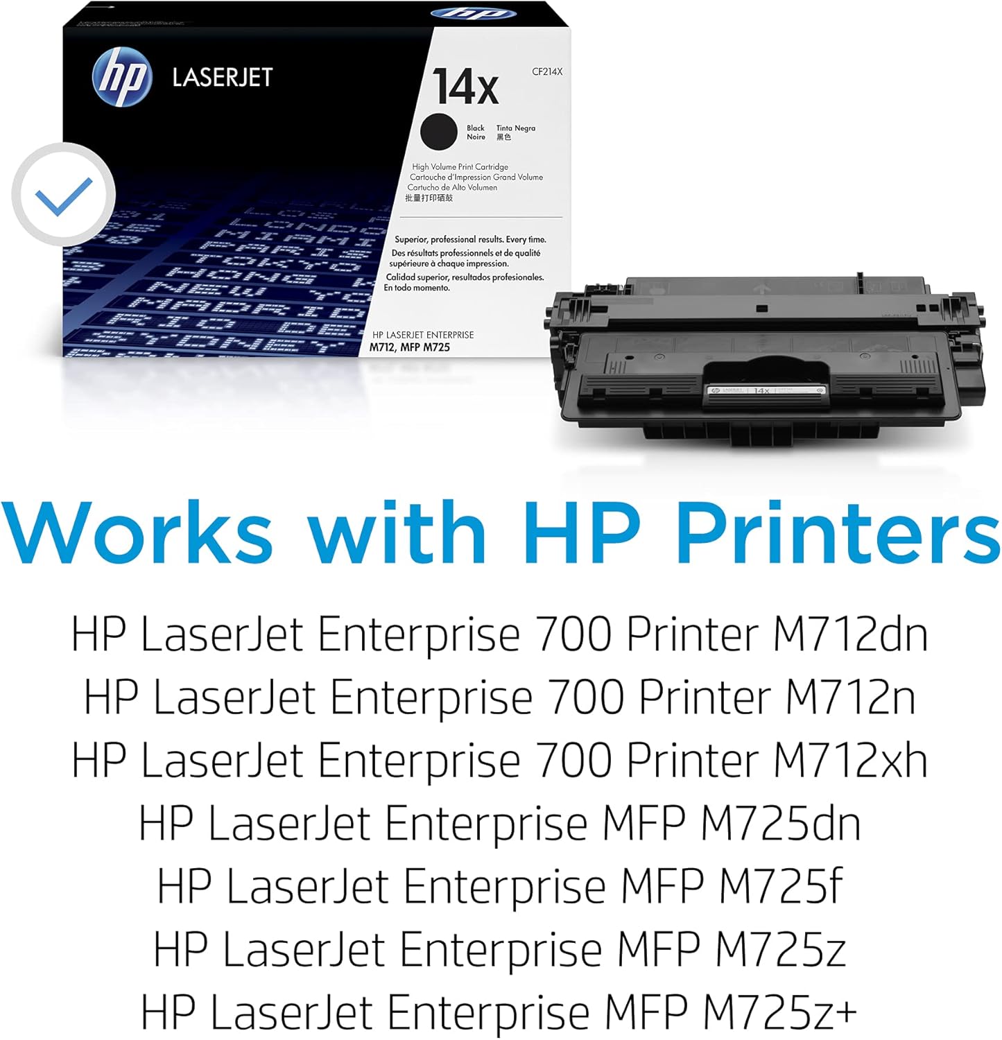HP 14X Black High-yield Toner Cartridge | Works with HP LaserJet Enterprise M712 Series, HP LaserJet Enterprise MFP M725 Series | CF214X