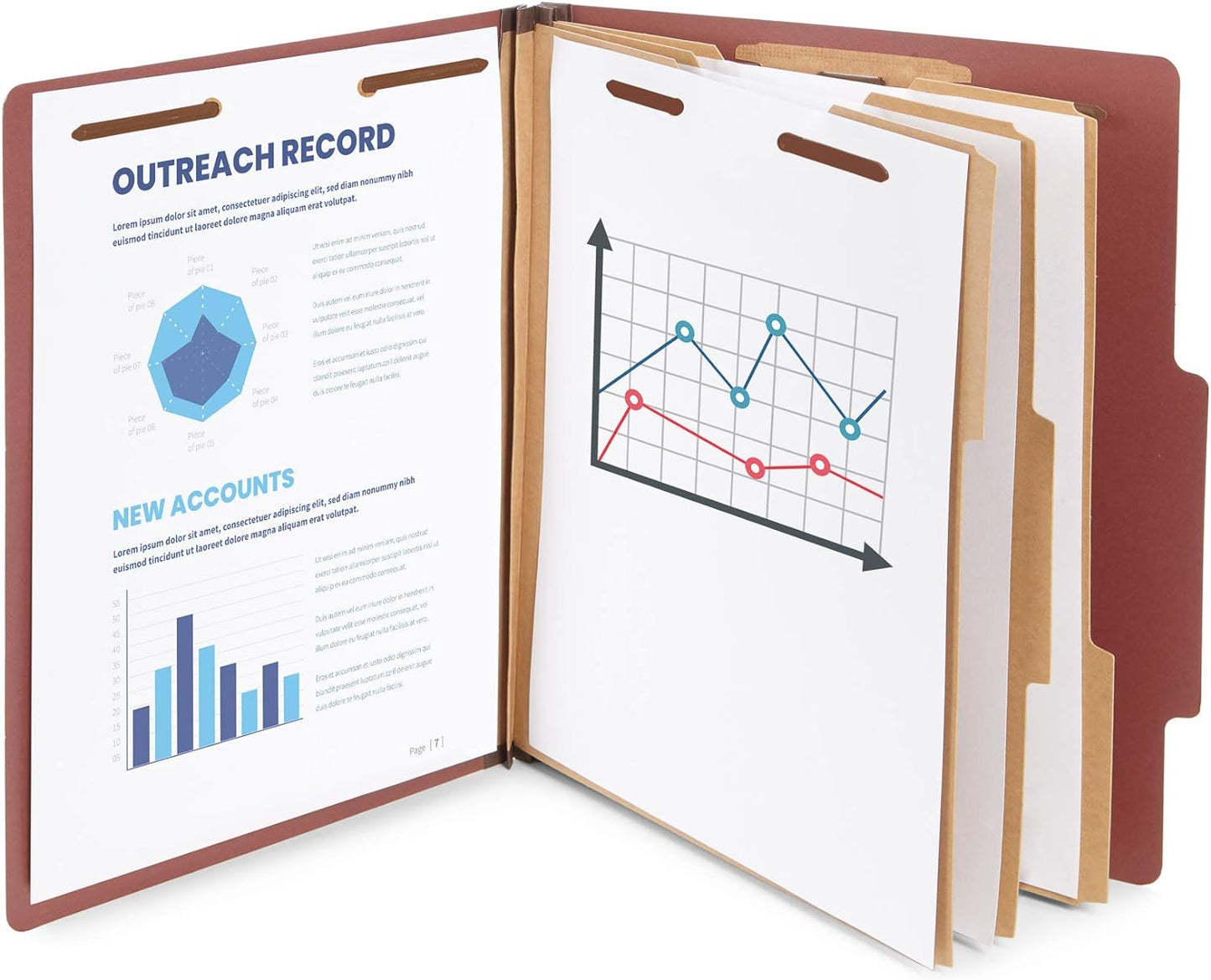 Blue Summit Supplies 10 Red Classification Folders, 3 Dividers, Letter Size with 2 Inch Tyvek Expansions, 8 Section Brick Red Classification Folder, 10 Pack