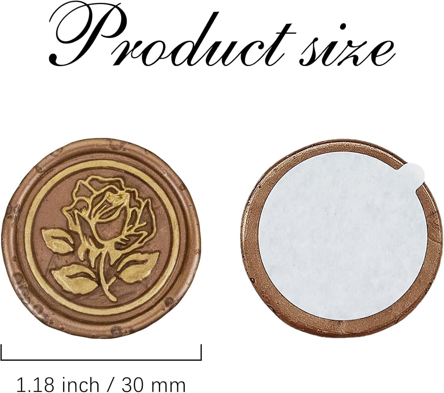 50Pcs Gold & Bronze Wax Seal Stickers - Handmade Envelope Seals, Self-Adhesive Wax Stickers for Wedding Party Invitations, Envelope, Gift Wrap, Christmas (Gold Rose Style, Bronze)
