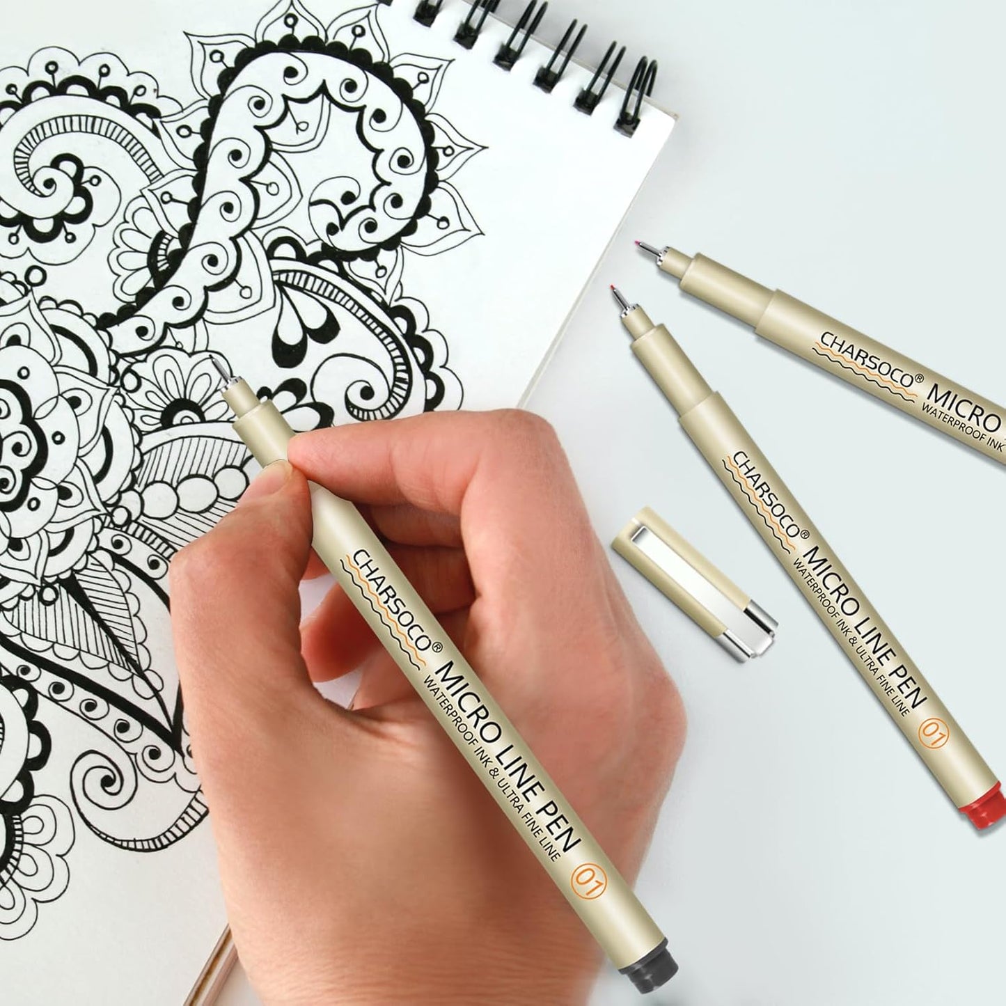 01 Micro Pen, Fine Point Pen with 24 Colors, Waterproof Archival Ink, 0.25mm Fineliner Ink Pens for Artist Illustration, Sketching, Anime, Manga, Technical Drawing and Scrapbooking