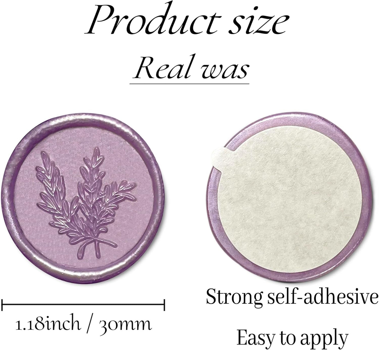 25Pcs Wax Seal Stickers Handmade Envelope Seals Self Adhesive Wax Stickers for Wedding Party Invitations, Envelope, Gift Wrap, Christmas(Rosemary Style, Lilac Purple)
