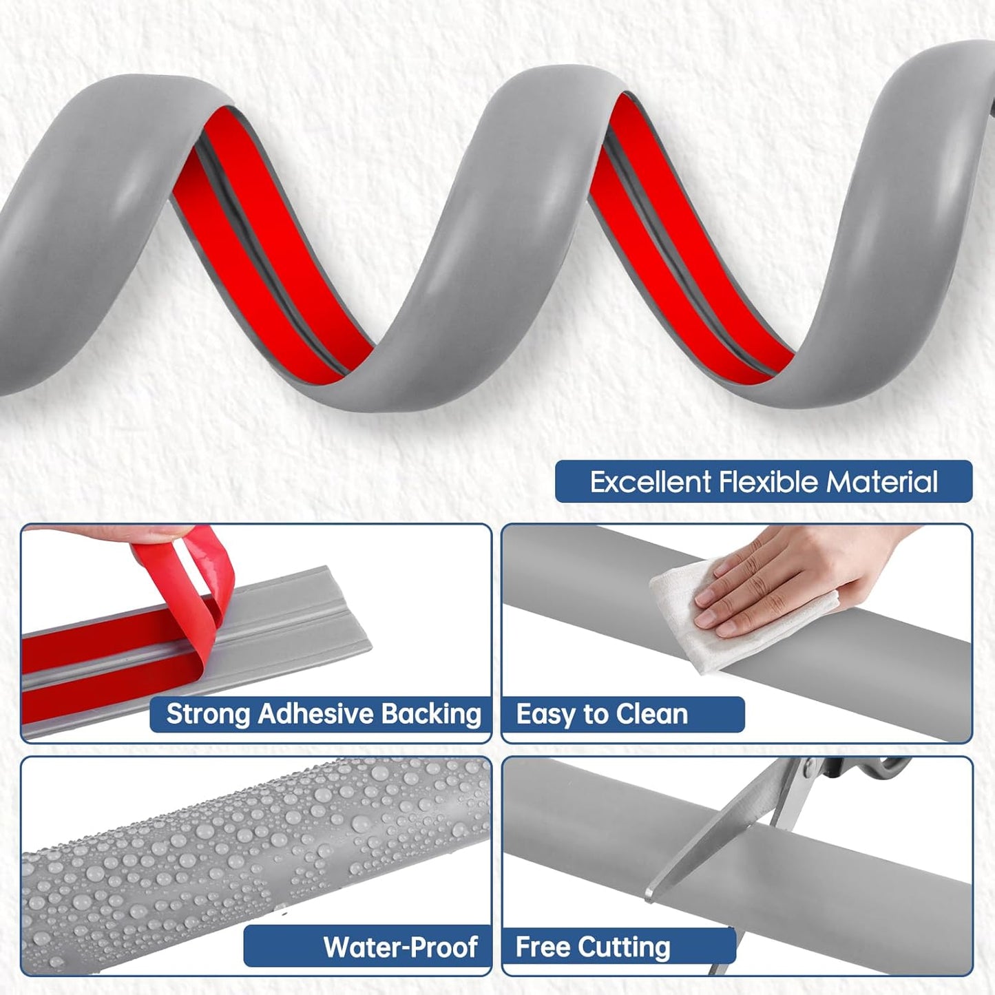 Floor Cord Cover for Wires on Floor Self Adhesive Cord Hider Floor Cable Management Wire Covers for Cords Protector Prevent Cable Trips Cord Cavity W 0.32" x H 0.32", Gray, 20Ft