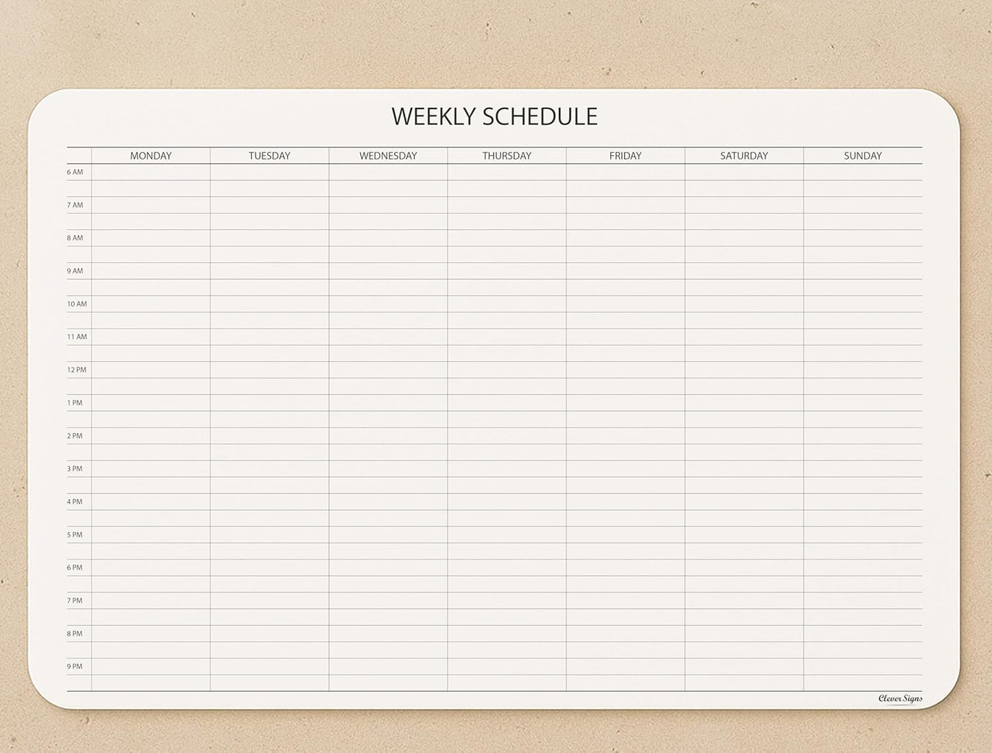 Schedule Pad, Tear Off Undated Weekly Planner Notepad, A4 Size (8,3" X 11,7"), Premium Thick Paper with Cardboard Back Support, Weekly Desk Planner by CLEVER SIGNS