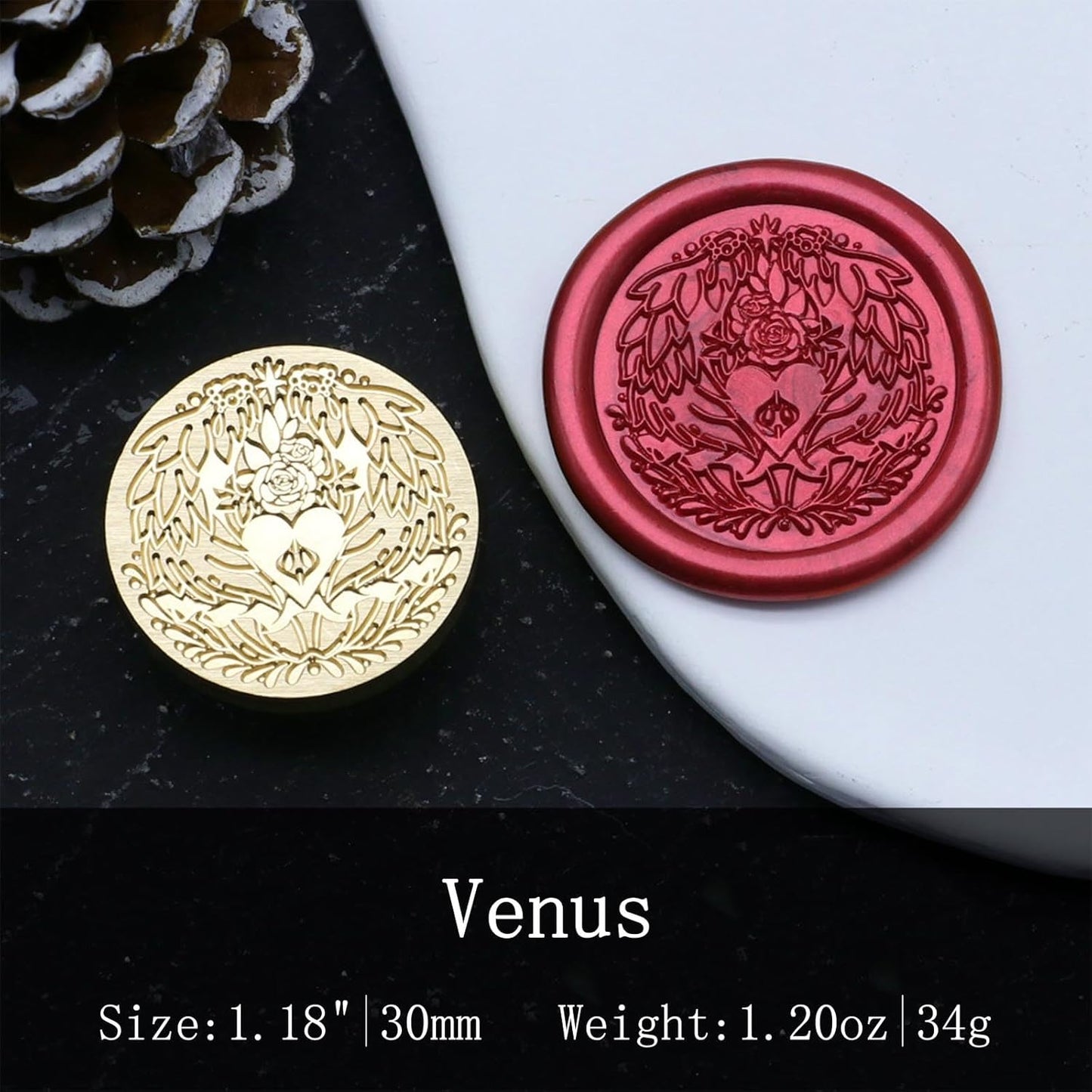 Wax Seal Stamp - Venus Goddess Sealing Stamp, 1.18 inch/30mm Brass Rose Heart Sealed Stamp for Wedding Invitations, Valentine's Day Gifts, Envelope Seals