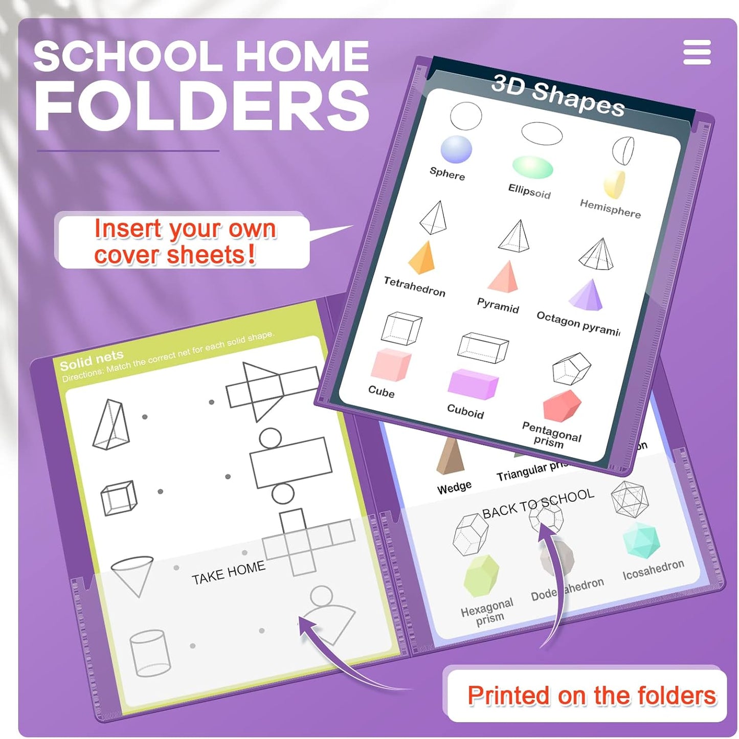 Henoyso 200 Pcs Plastic Take Home Folders with 2 Pockets Parent Teacher Classroom Communication Homework Folder for Students Parent Teacher Connect (Purple)