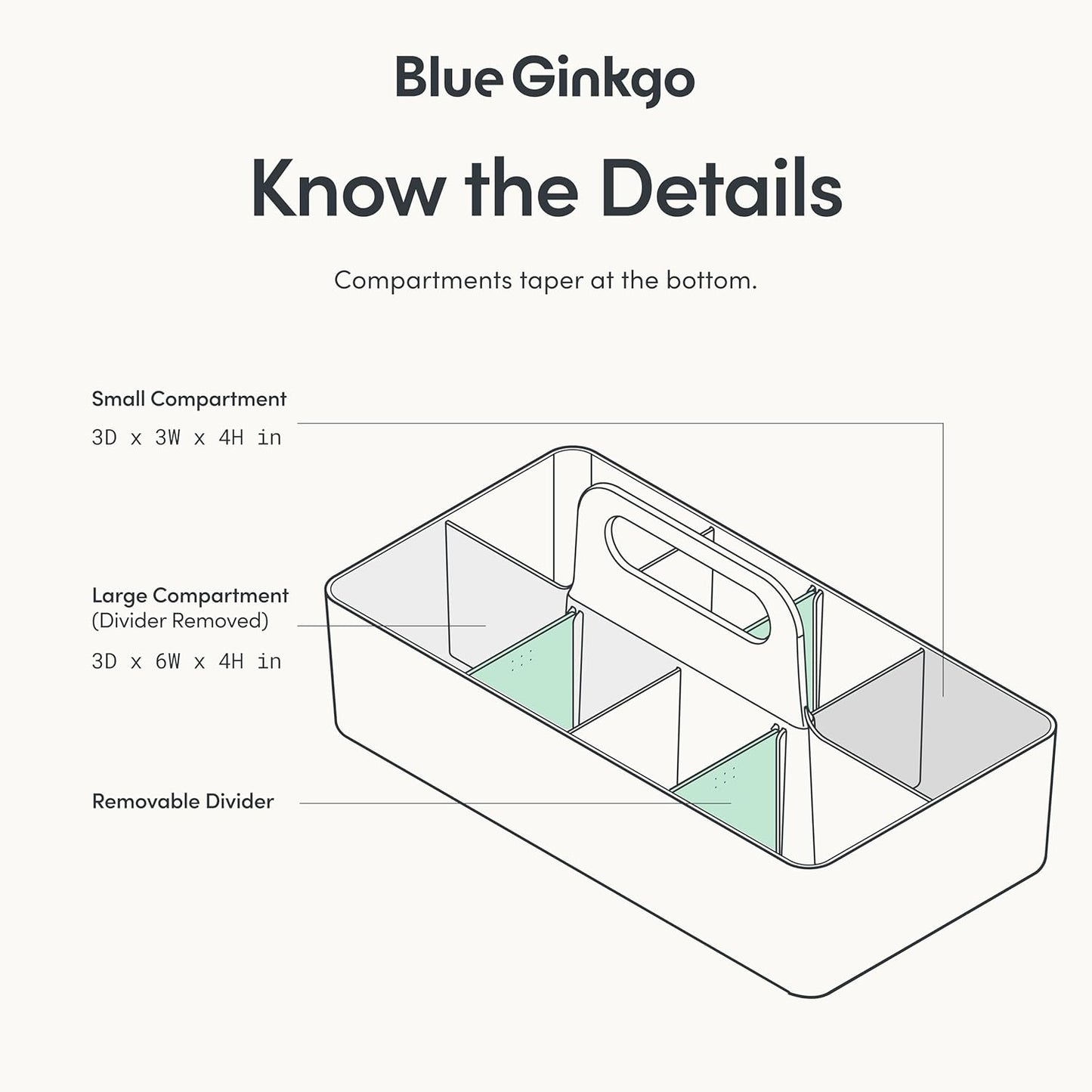 BLUE GINKGO Stackable Organizer Caddy – Korean-Made Portable Tote for Bathroom, Office, Crafts, or School Supplies (Long Rectangle, Gray)