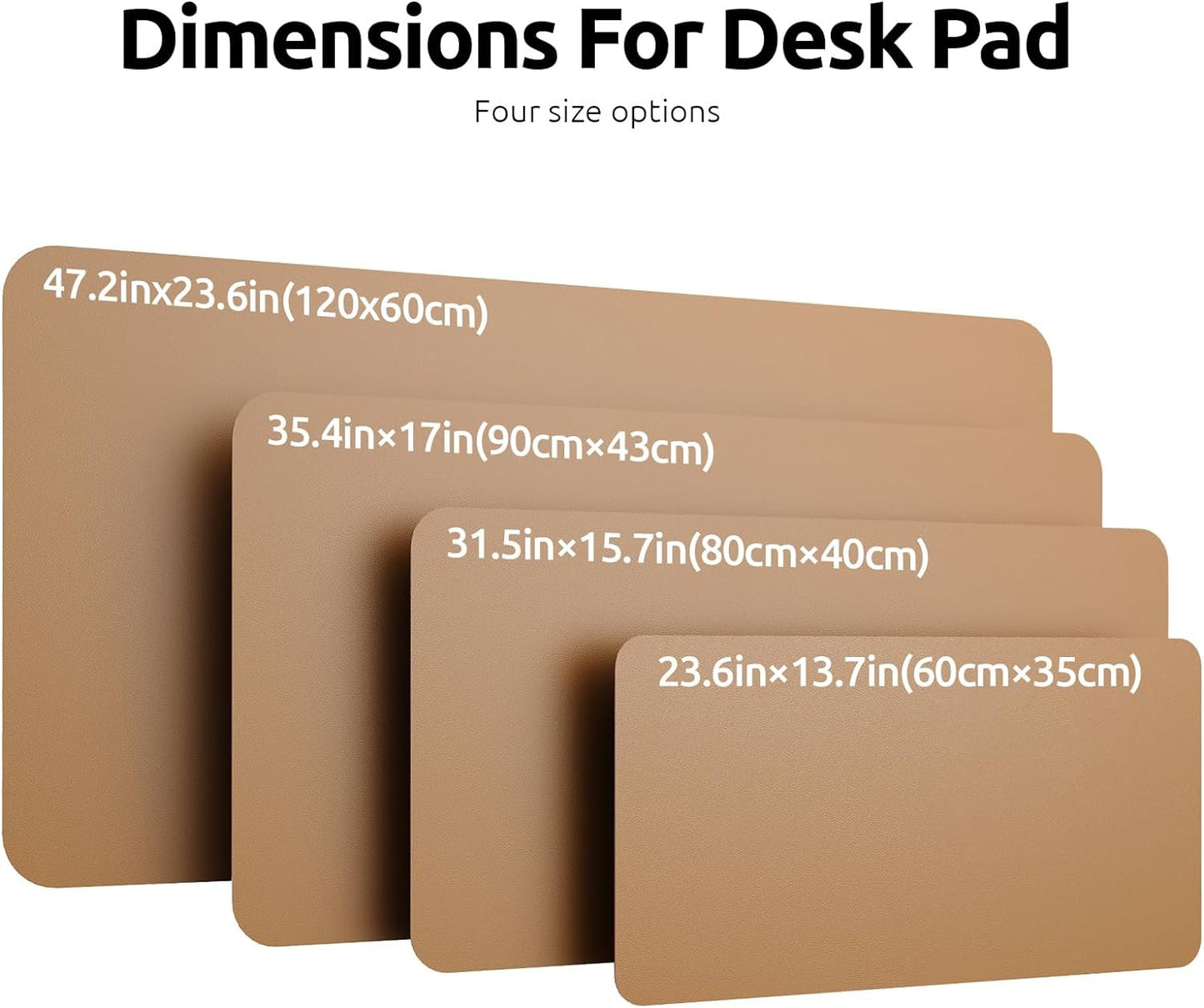YSAGi Leather Desk Protector, Office Mat, Large Mouse Mat, Non-Slip PU Leather Blotter, Laptop Desk Pad, Waterproof Writing Pad for Office and Home (Khaki, 47.2" x 23.6")