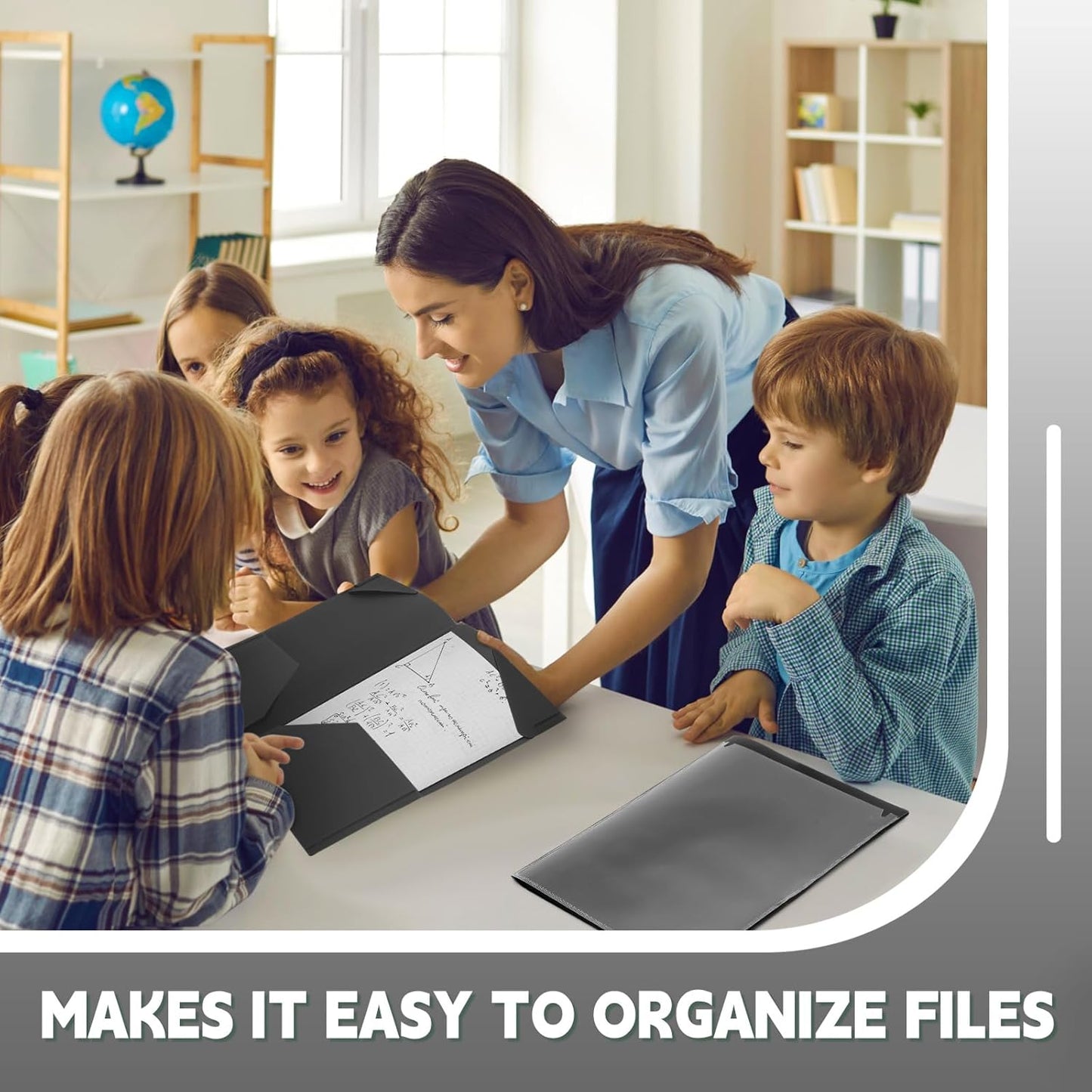 Henoyso 60 Pcs Plastic Folders with Clear Front Pockets Heavy Duty File Folders with 2 Pockets and Card Slot for Student Communication School Office Presentation Report (Black)