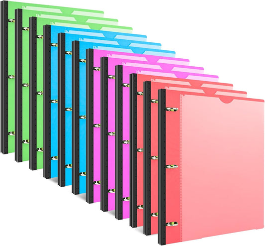 INFUN Telescoping 3 Ring Binder - 12 PCS, Flexible Round Binder with Customizable Front Cover and Clear Catalog Pocket, Holds 8.5x11 inch Paper