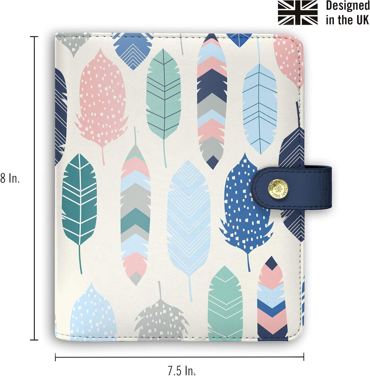 Pukka Pad, Carpe Diem Personal Planner with Weekly, Monthly Undated Inserts, 8 X 7.5 X 1.4 Inches, Feathers