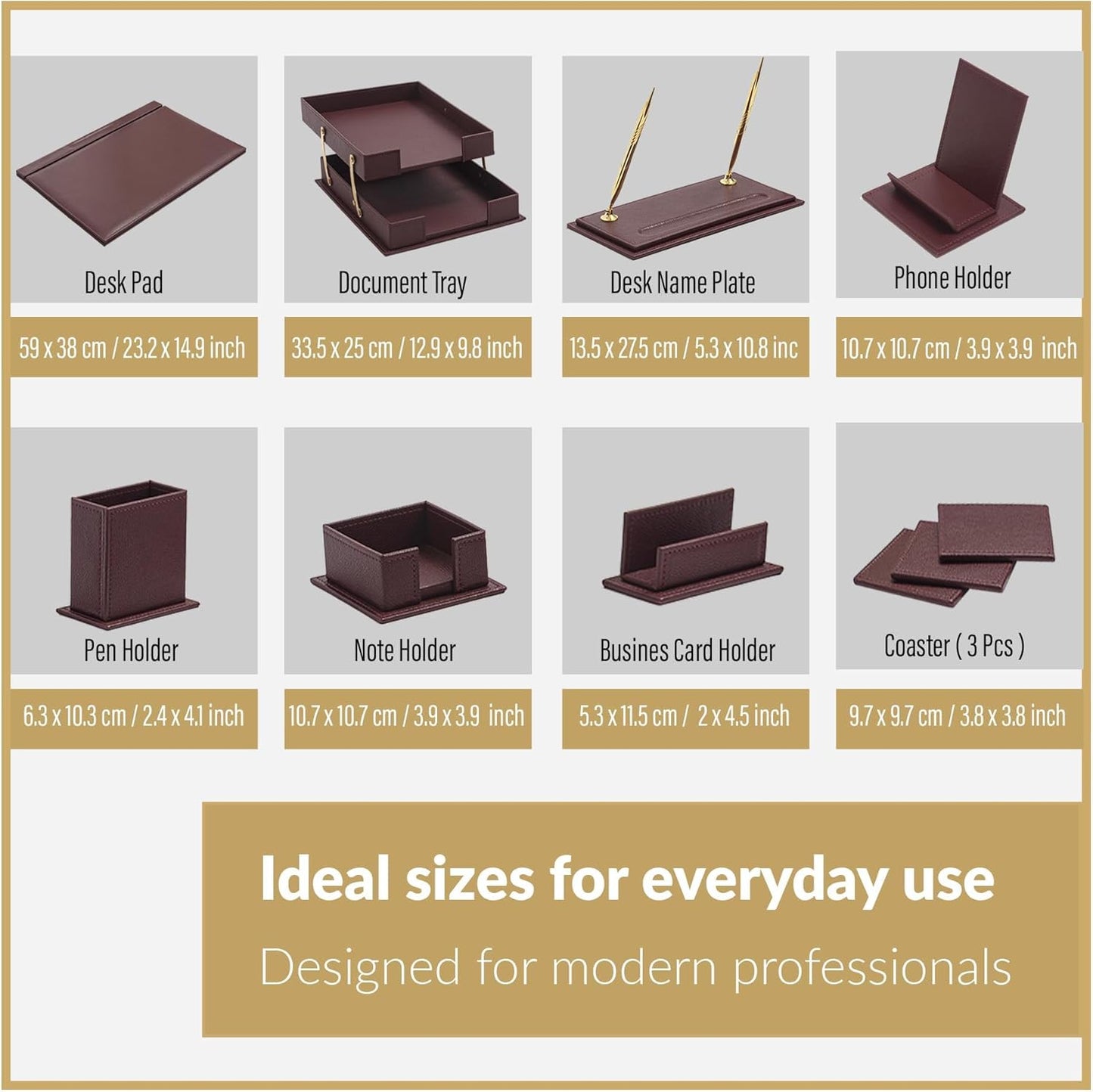 MOOGCO Bonded Set Luxury Leather Desk Pad & Desk Organization Essentials Desk Organizer Leather Desk Organizer (Burgundy)