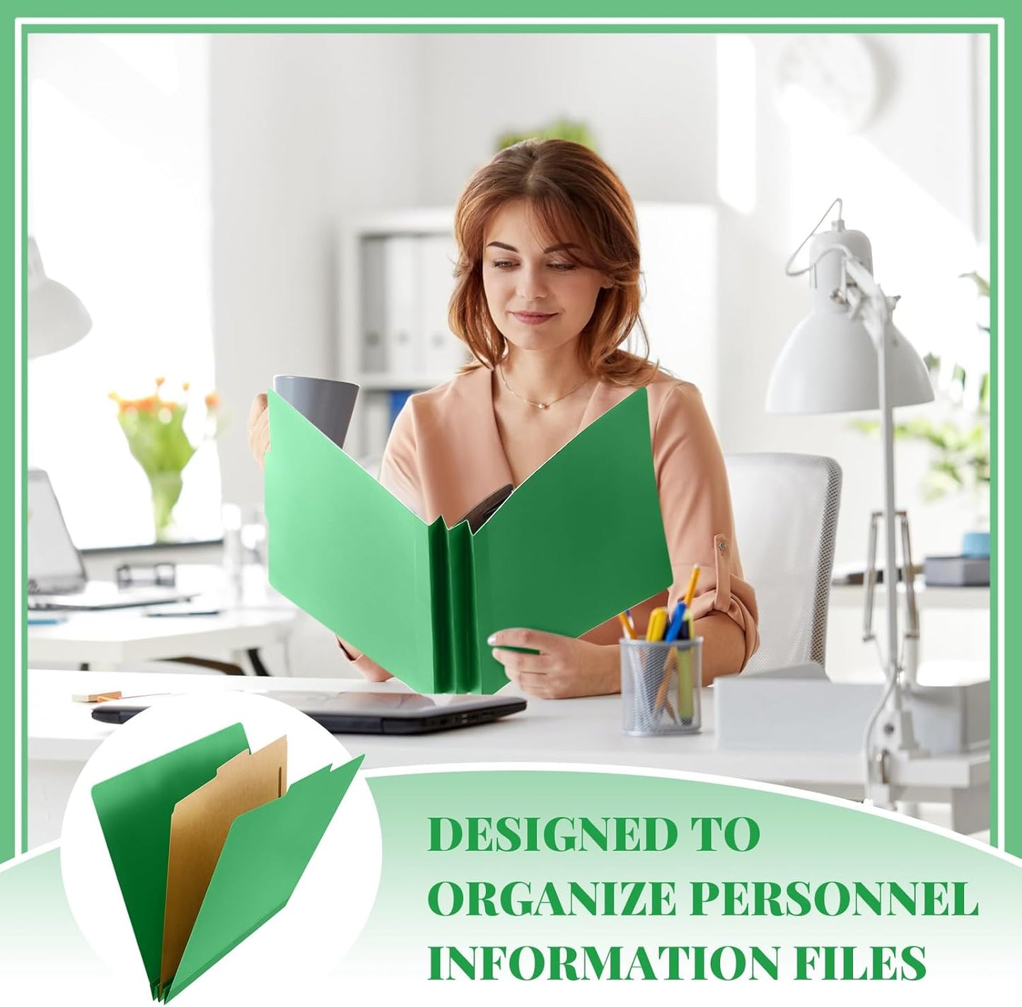 36 Pcs Classification Folders Letter Size, 1 Divider Pressboard File Folder with Fasteners, Expanding File Organizer Bulk for Teachers, Clergy, Office, Church, Christmas Donations (Green)