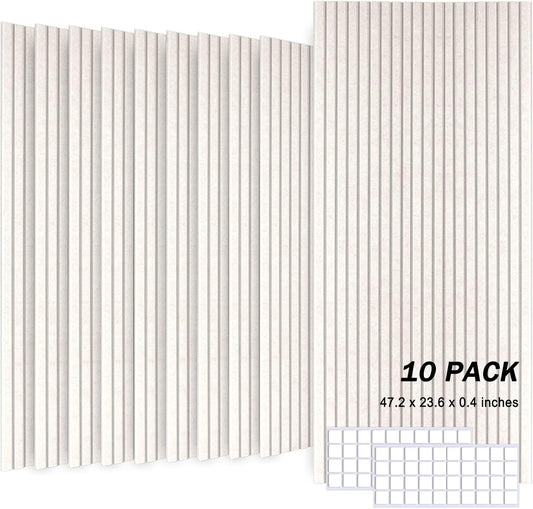 10 Pack Large Acoustic Panels, 48"X24"X0.4" Sound Proof Foam Panels for Walls, Sound Dampening Panels, Sound proof panels for walls, Soundproof Wall Panels for Home Studio&Office Decor.(Light camel)