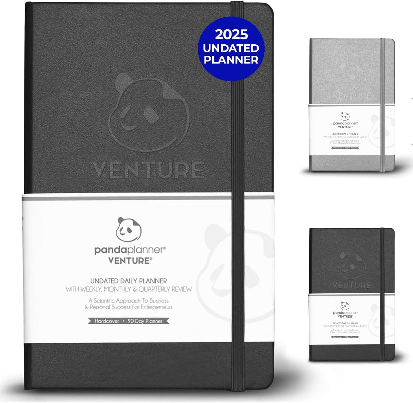 Panda Planner 2025-2026 Business Planner – Undated Daily Work Planner for Professionals & Entrepreneurs – 90 Day Organizer with Goals, KPI Tracker, Monthly Weekly Layout – Compact 8.25” x 5.75” (Black)